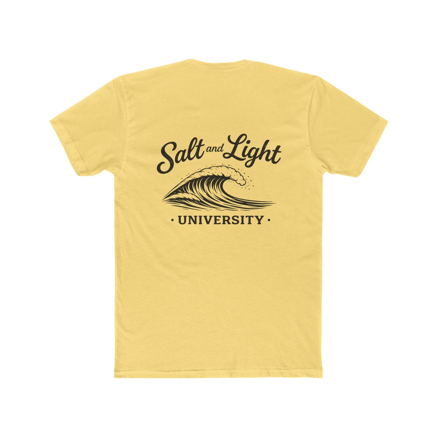 Salt and Light University T-Shirt — Vintage Coastal Wave Graphic on the back of shirt