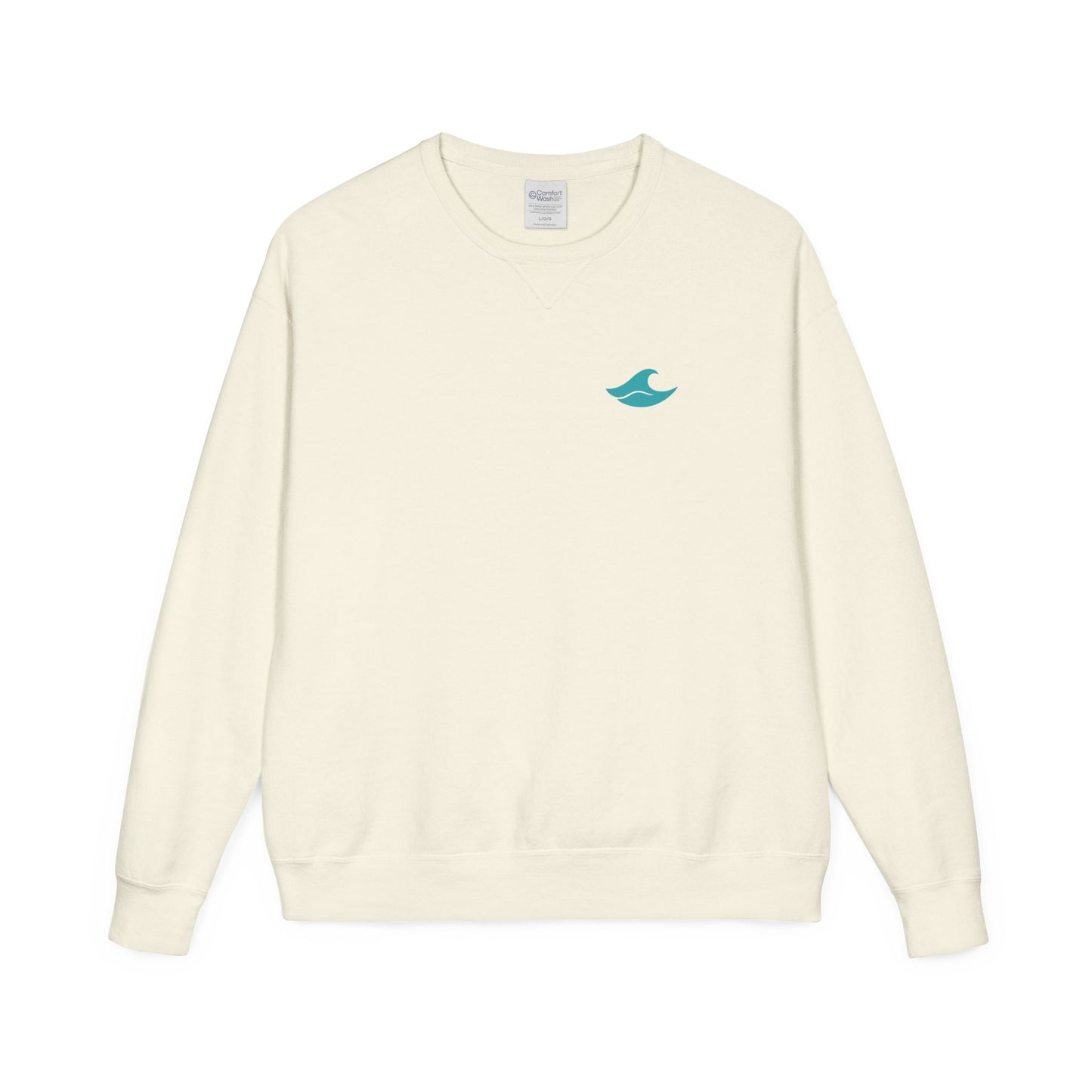 Be Still and Wave On the Back, Wave Icon on Front  - Sweatshirt - Unisex ComfortWash® Garment Dyed Crewneck Sweatshirt, Comfy.
