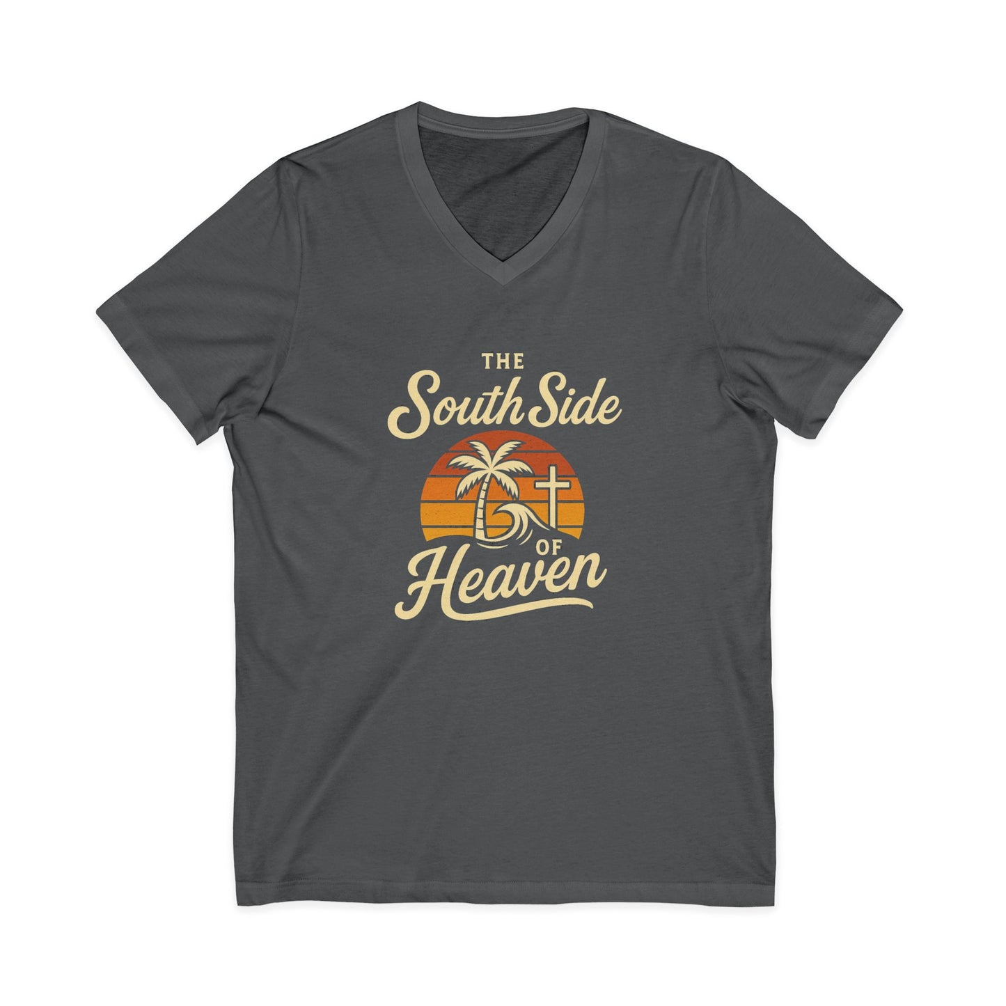 South Side of Heaven V-Neck Tee - Relaxed Unisex Cotton Tee for Beach Days, Summer Celebrations, Gifts for Faith Lovers, Casual Wear, [...]
