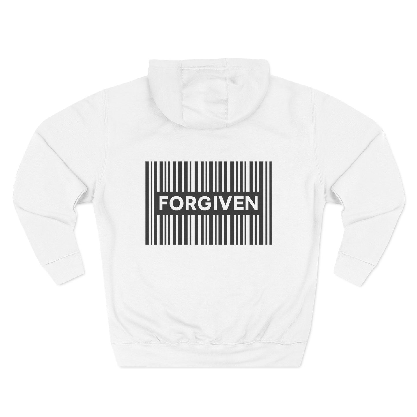 Forgiven Barcode Hoodie — Christian Faith Graphic Pullover