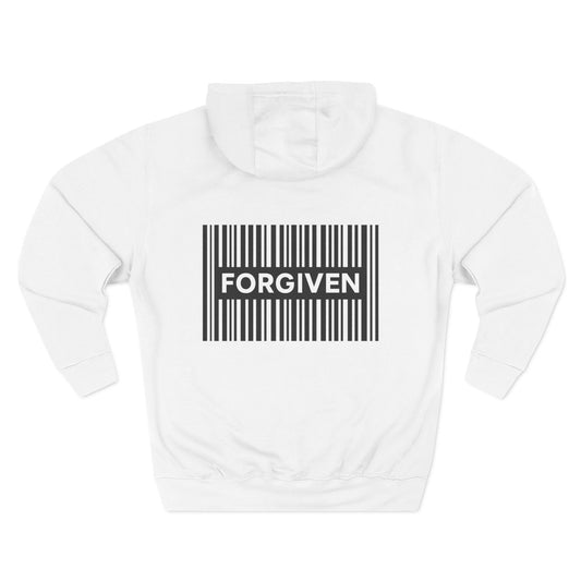 Forgiven Barcode Hoodie — Christian Faith Graphic Pullover
