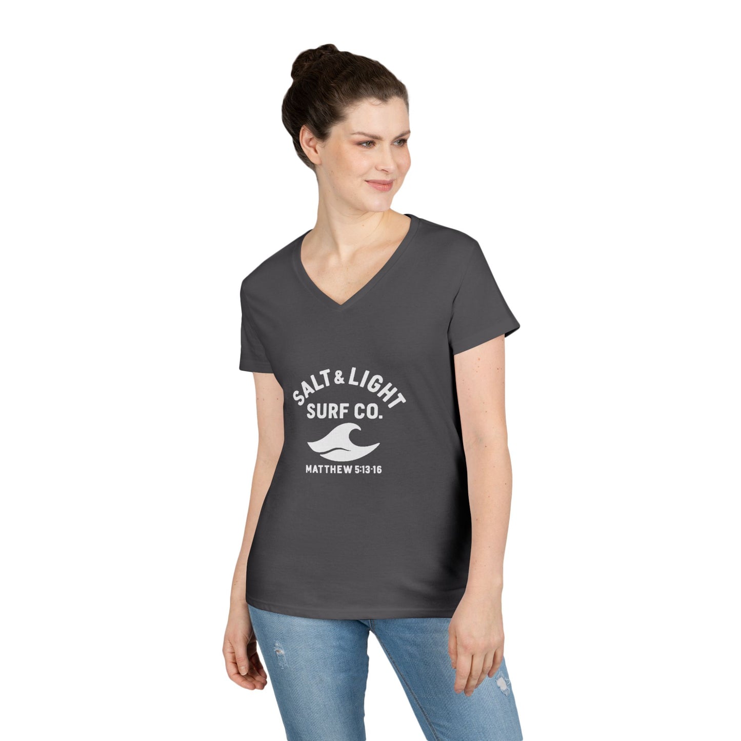 Salt and Light Surf Co/Faith Beach collection Ladies' V-Neck T-Shirt