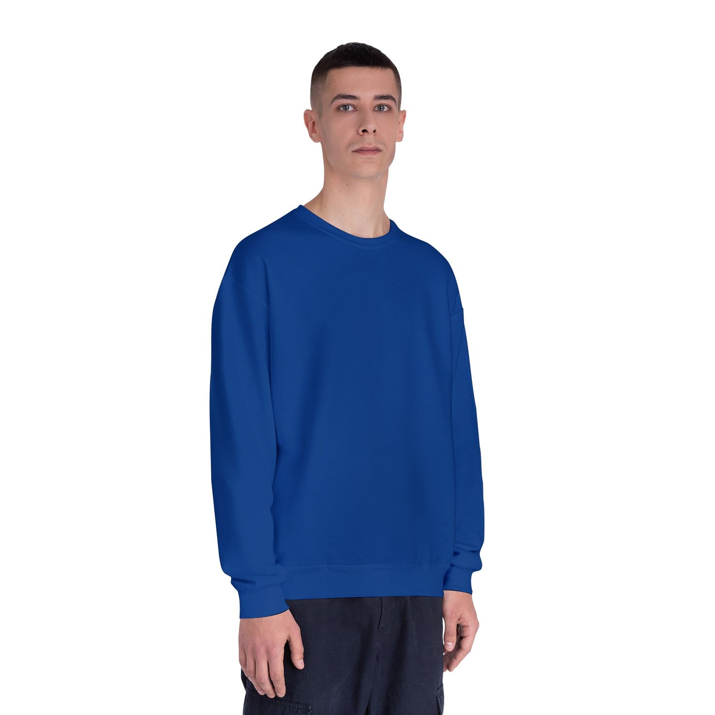 Surf Crewneck Sweatshirt — "Salt & Light" Beach Tan Surfboard Design on Backside