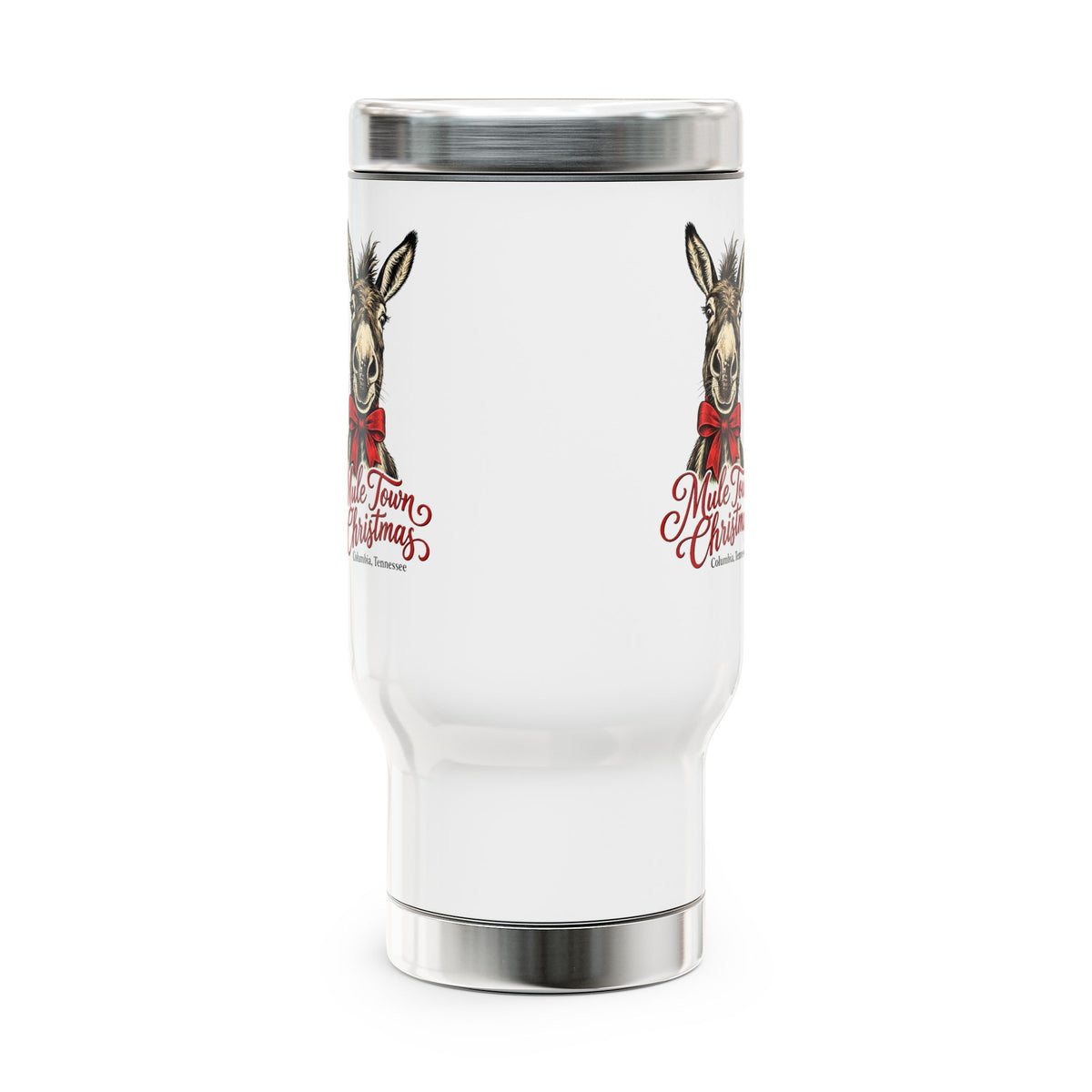 Mule Town Christmas Travel Mug — 14oz Stainless Steel Holiday Tumbler