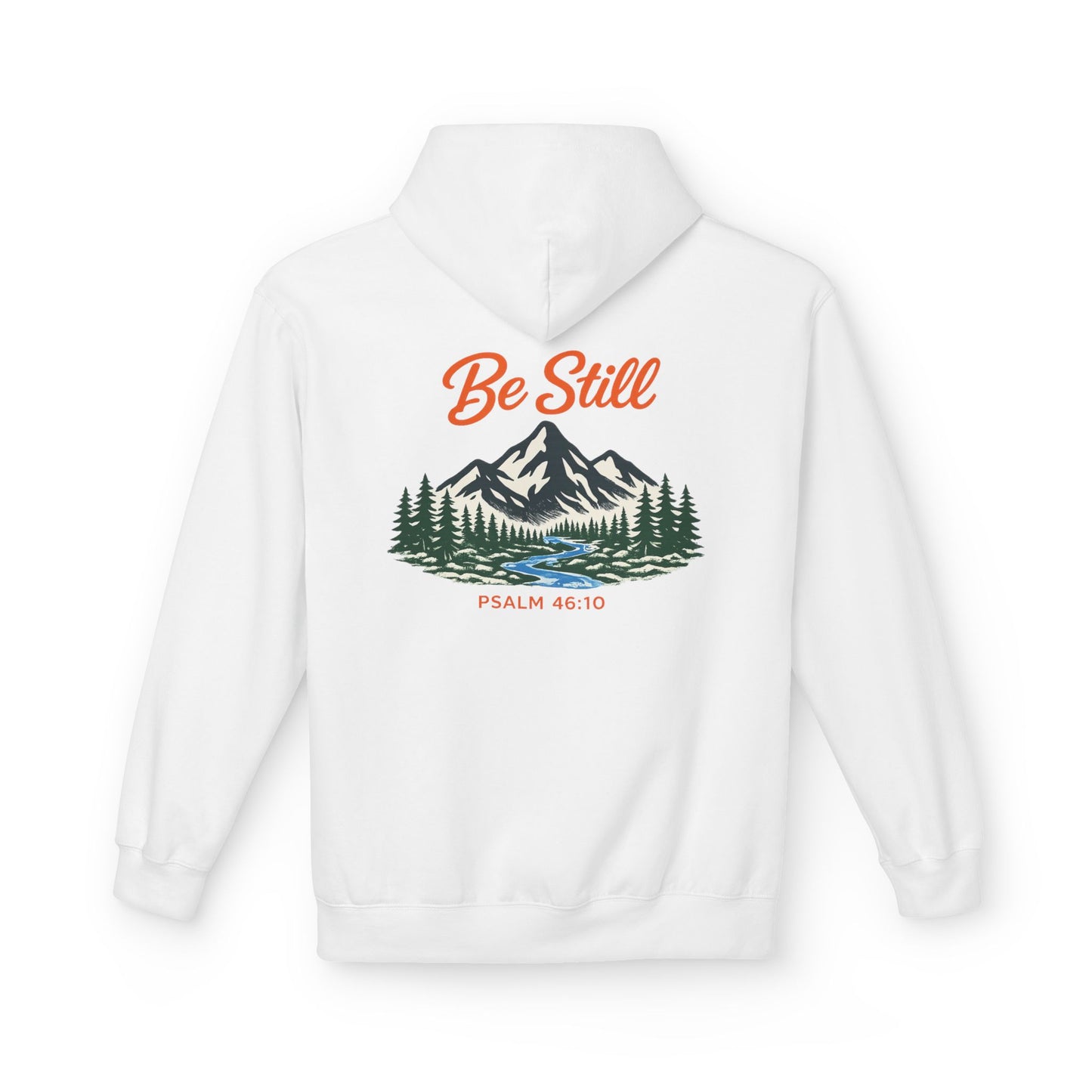 "Be Still" Mountian With Stream  Hoodie - Unisex Midweight Softstyle Fleece