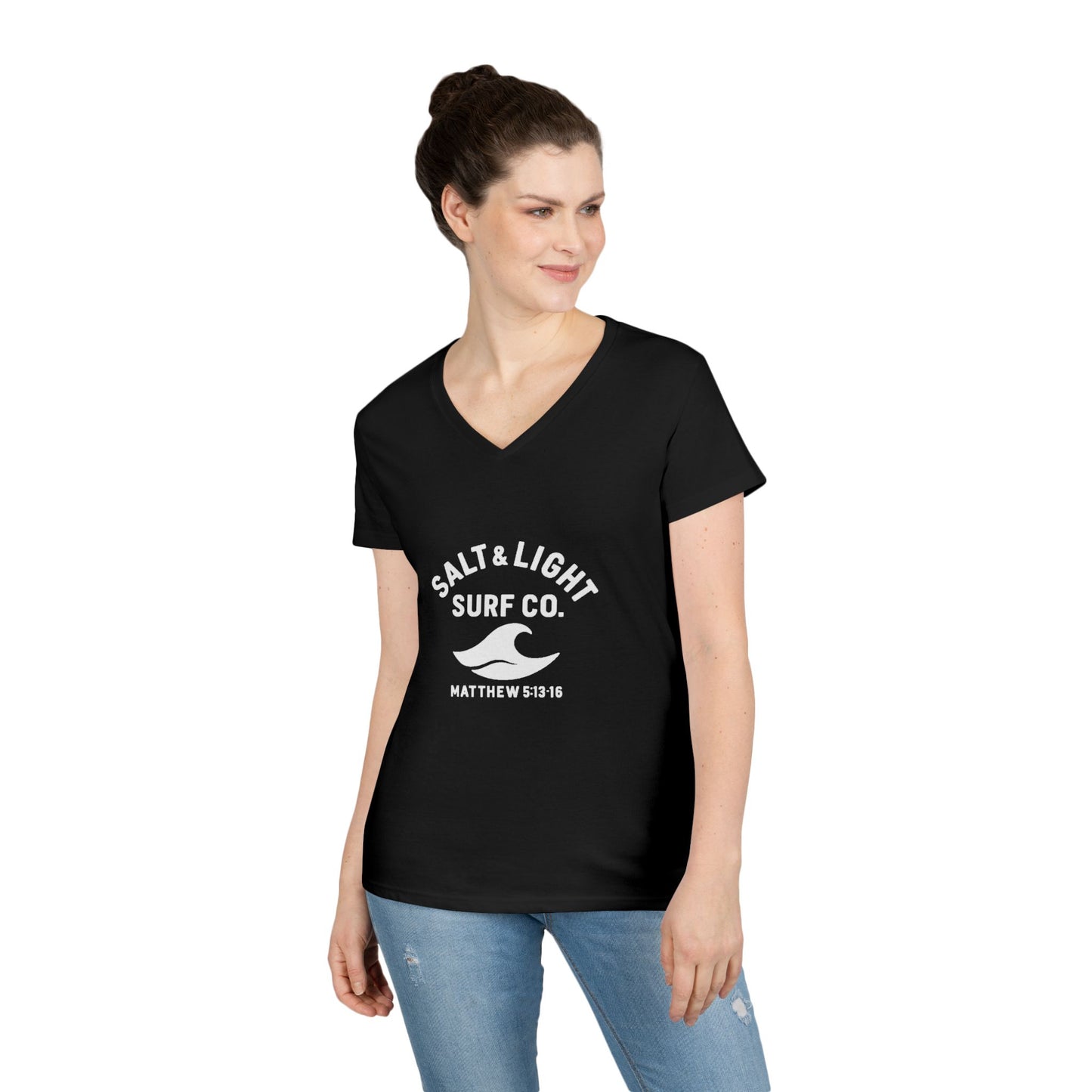 Salt and Light Surf Co/Faith Beach collection Ladies' V-Neck T-Shirt