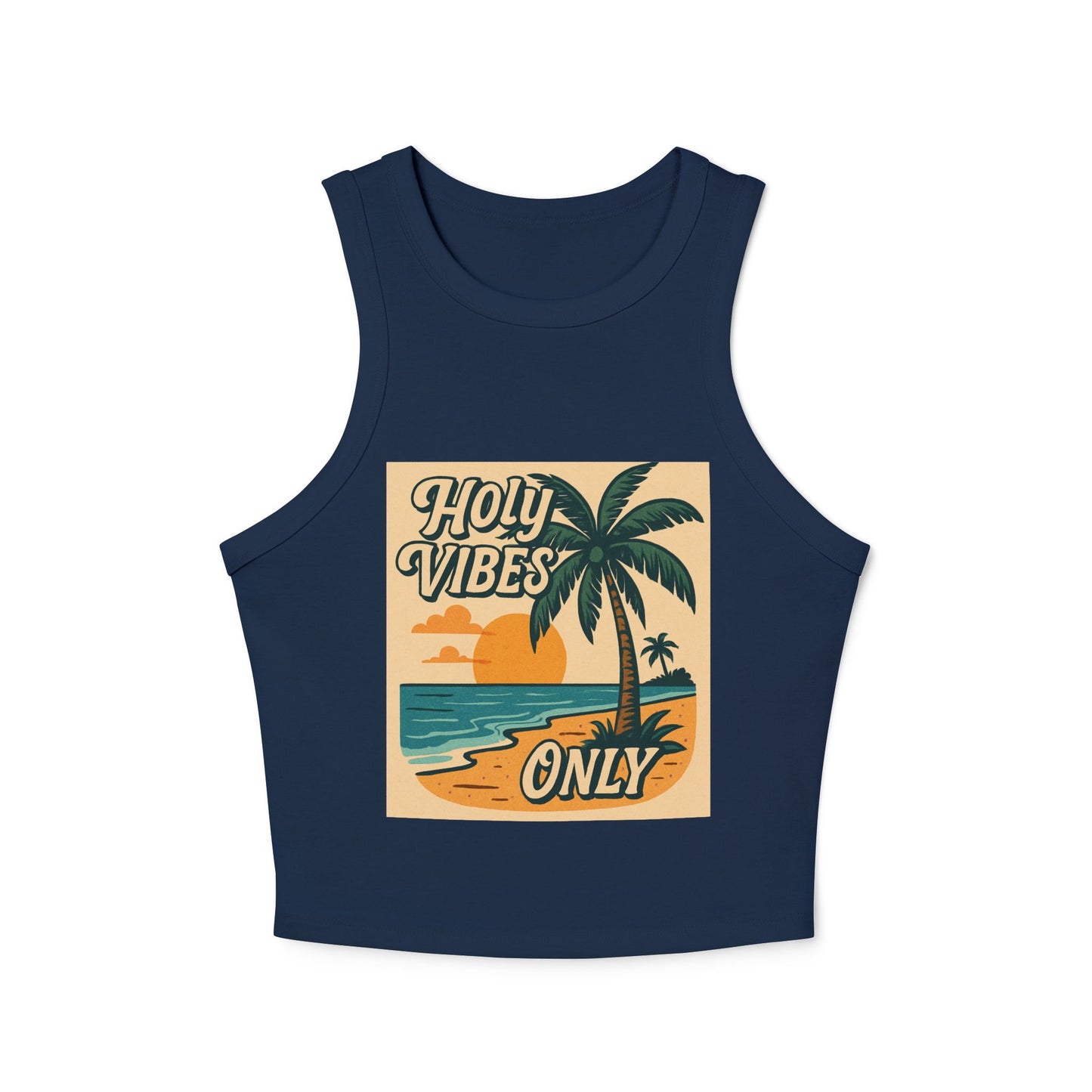 Women's Micro Rib Racer Tank Top - Holy Vibes Only/Beach scene
