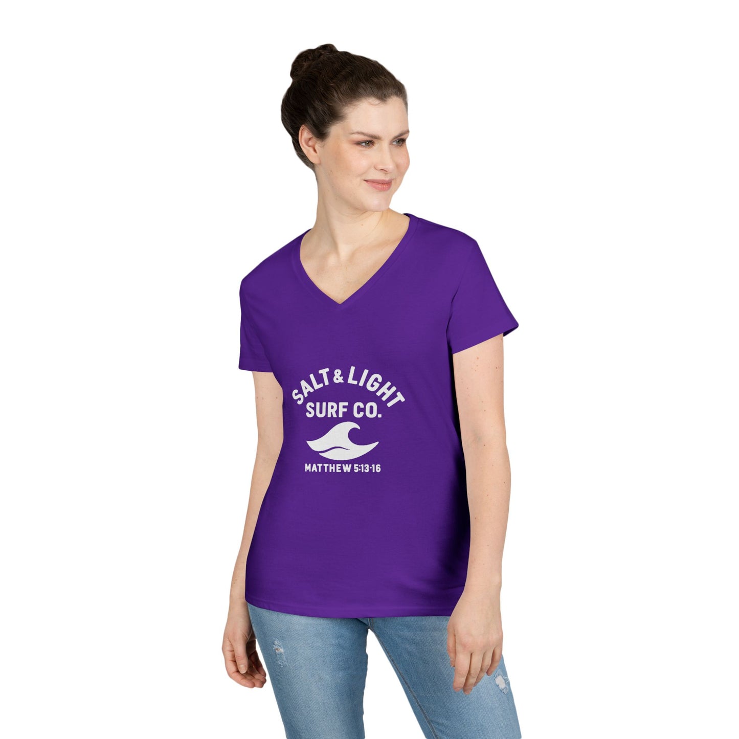 Salt and Light Surf Co/Faith Beach collection Ladies' V-Neck T-Shirt