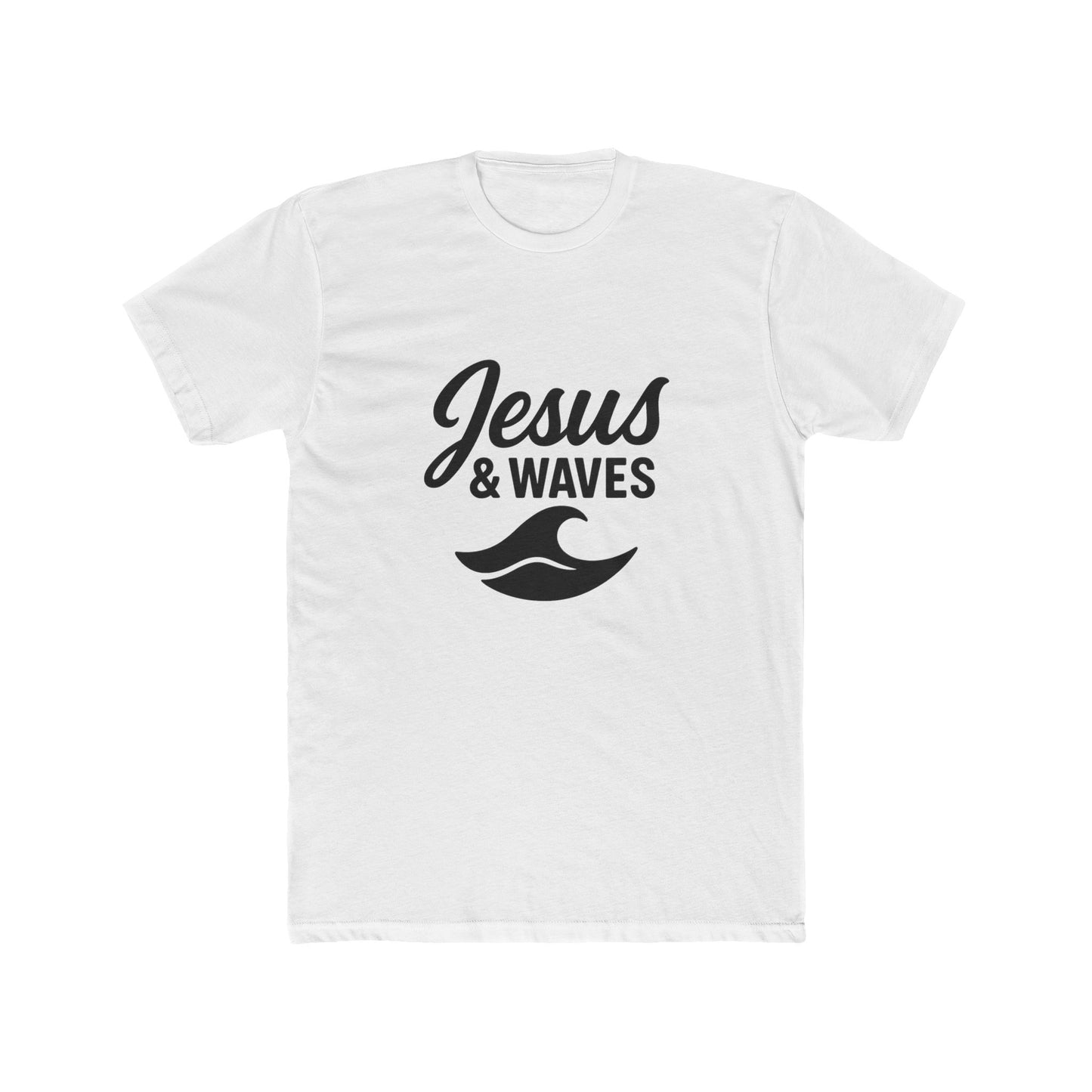 Jesus and Waves - Unisex Cotton Crew Tee, Beach/Surfer style, Christian casual.