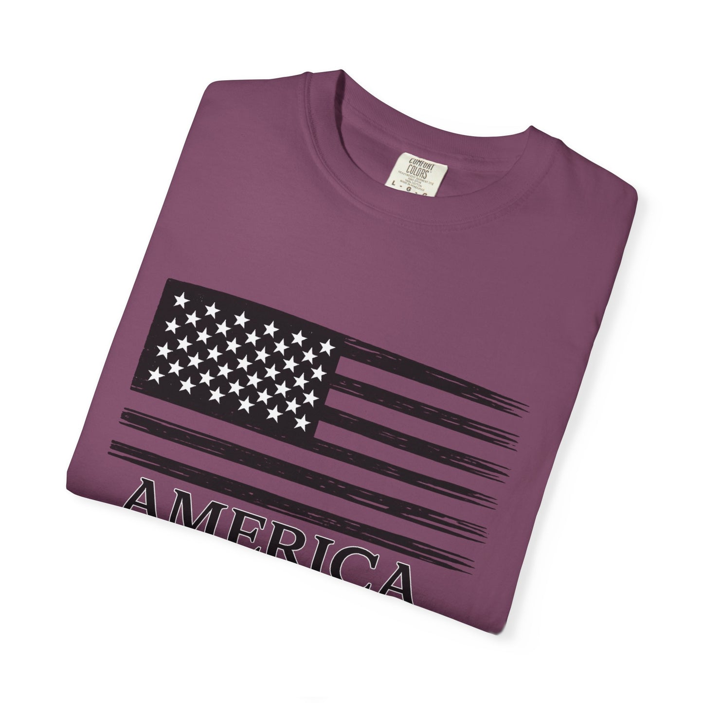 America 1776 -2026 Vintage Black Ink Flag - Unisex Garment-Dyed T-shirt