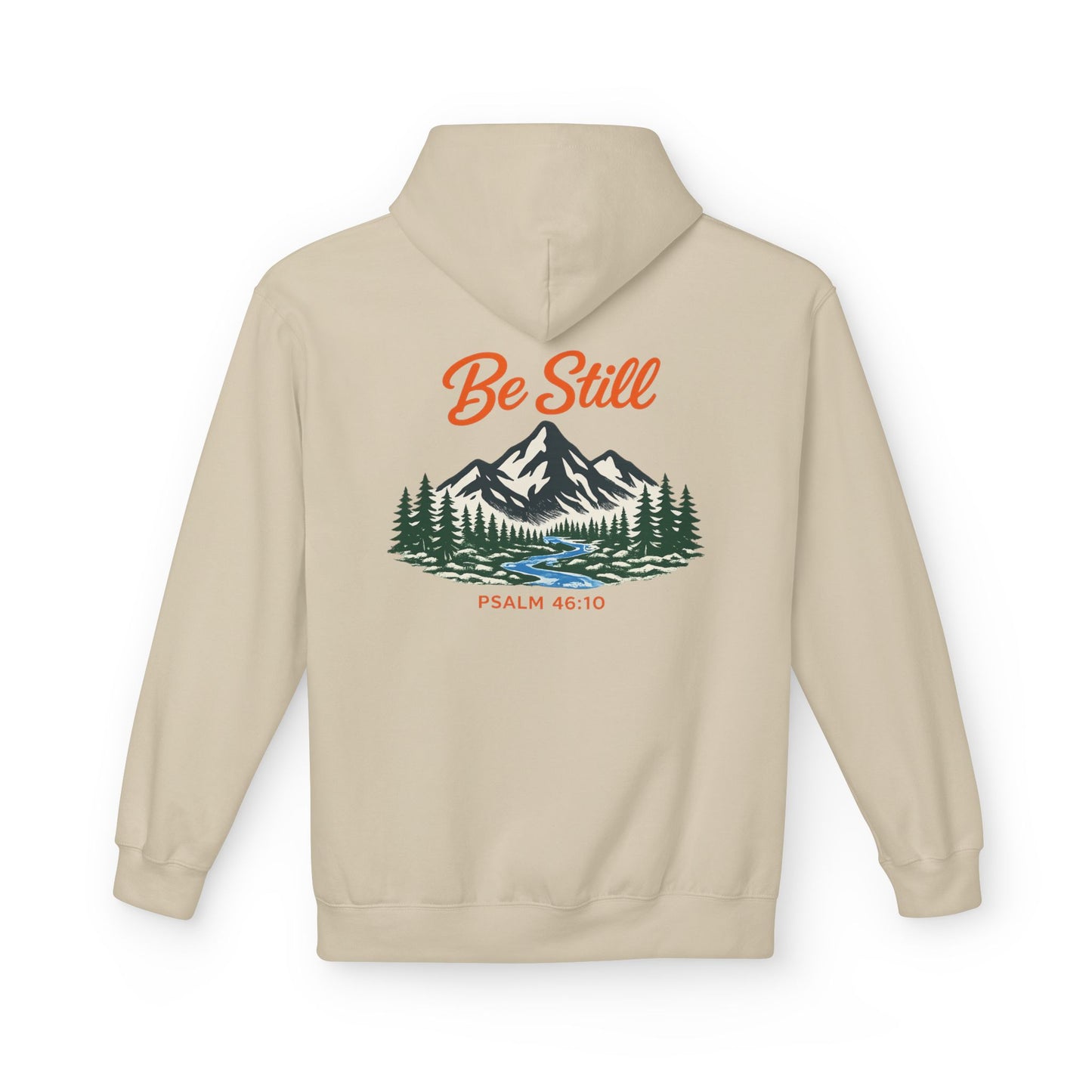 "Be Still" Mountian With Stream  Hoodie - Unisex Midweight Softstyle Fleece