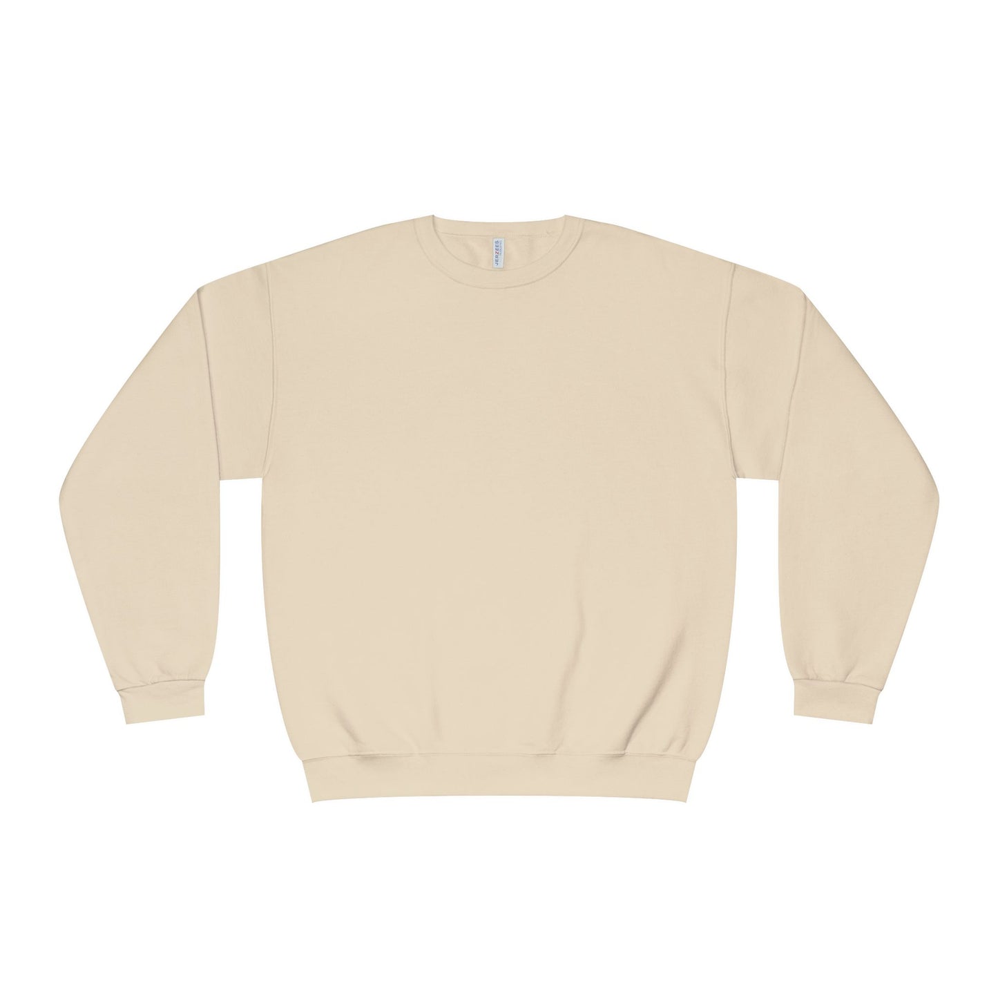 Surf Crewneck Sweatshirt — "Salt & Light" Beach Tan Surfboard Design on Backside