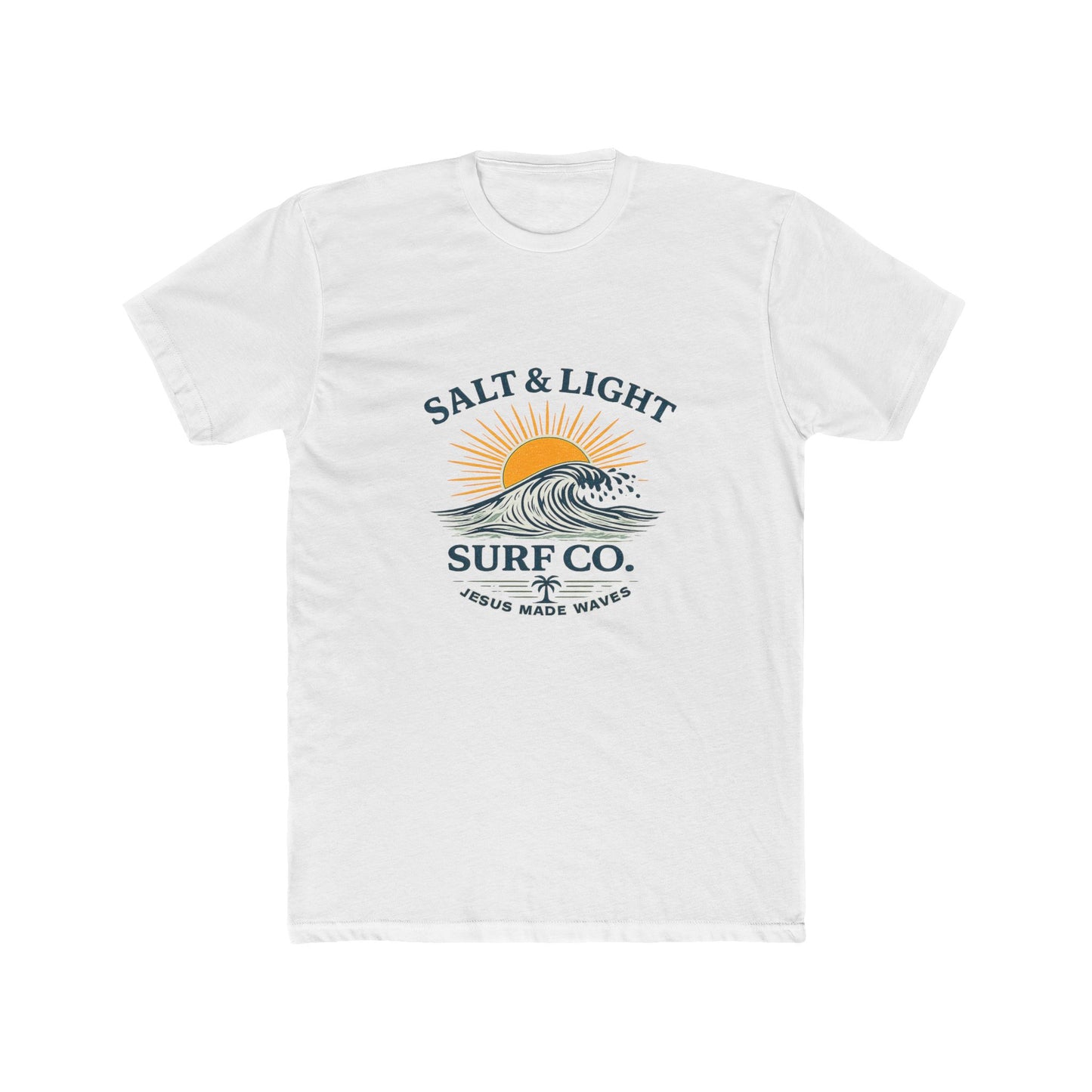 Salt & Light Surf Co. Jesus Made Waves Tee — Vintage Sunrise Wave Graphic T-Shirt