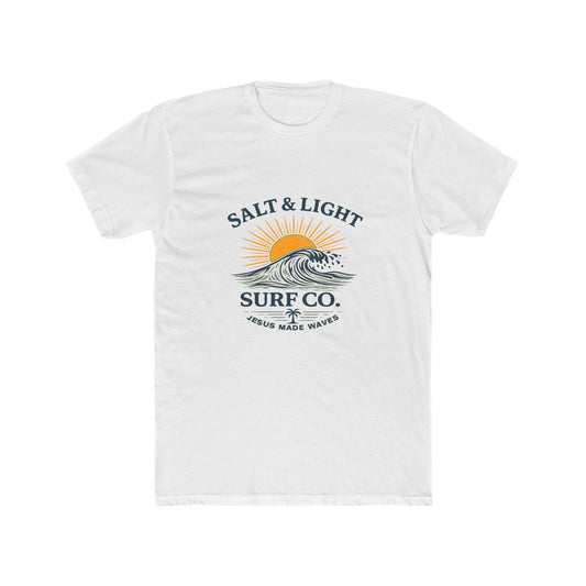 Salt & Light Surf Co. Jesus Made Waves Tee — Vintage Sunrise Wave Graphic T-Shirt