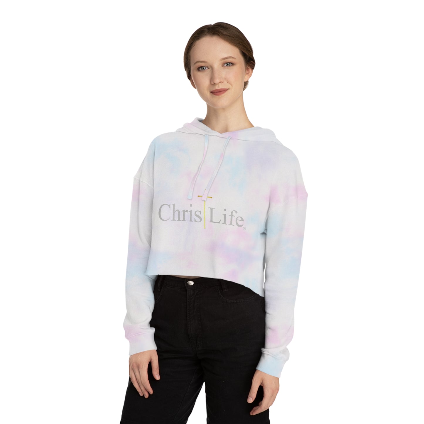 Women’s Chic and Silky Soft Cropped Hooded Sweatshirt with christlife copy