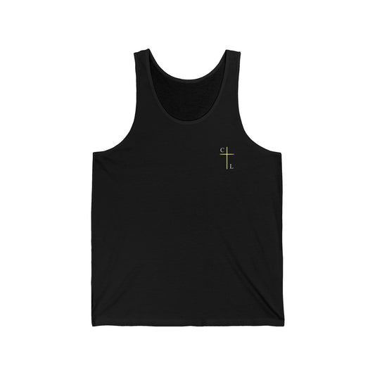 Unisex Jersey Tank, C/L on front and ChristLife on back.