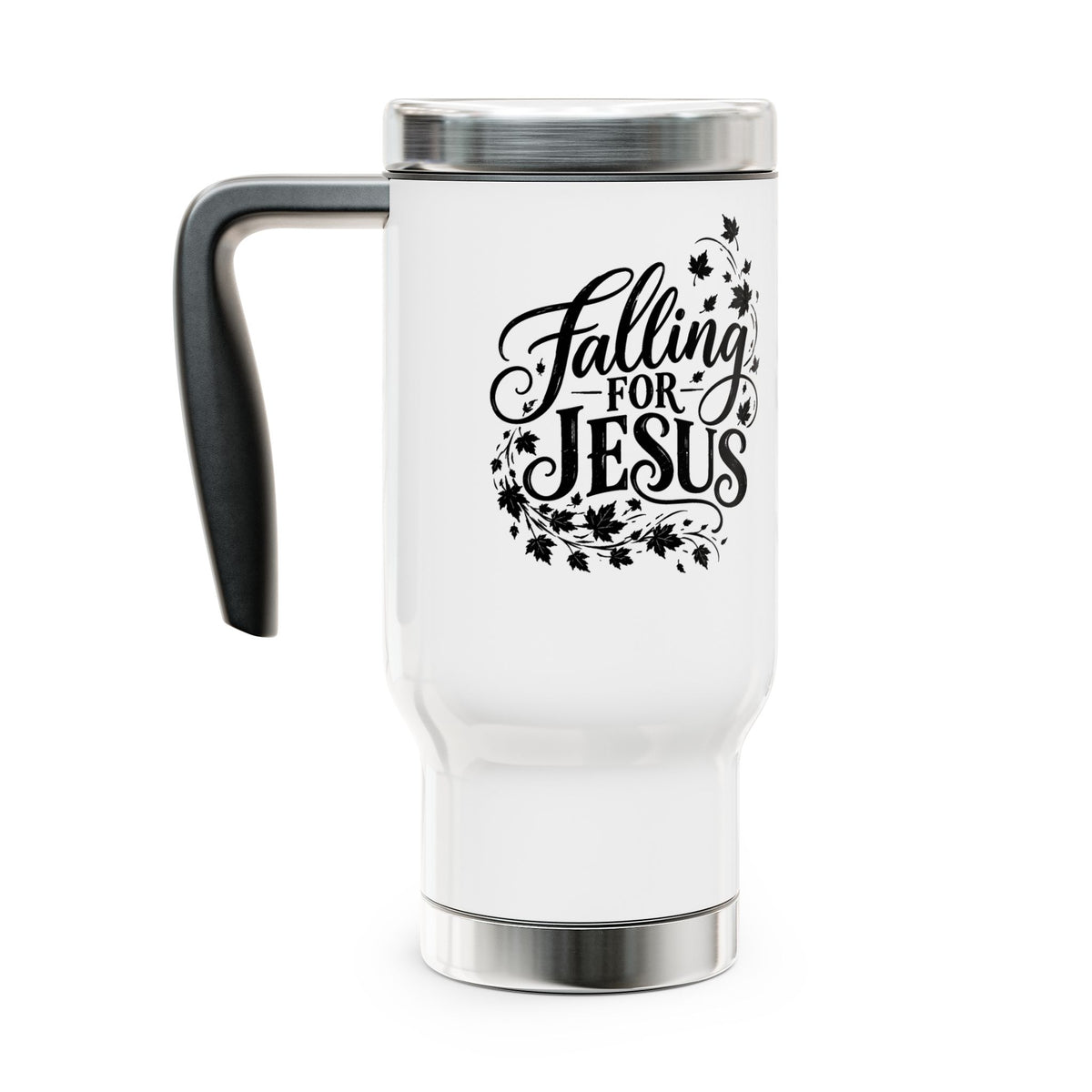 Falling for Jesus Black  - Black Vintage Copy 14oz Stainless Steel Travel Mug with Handle