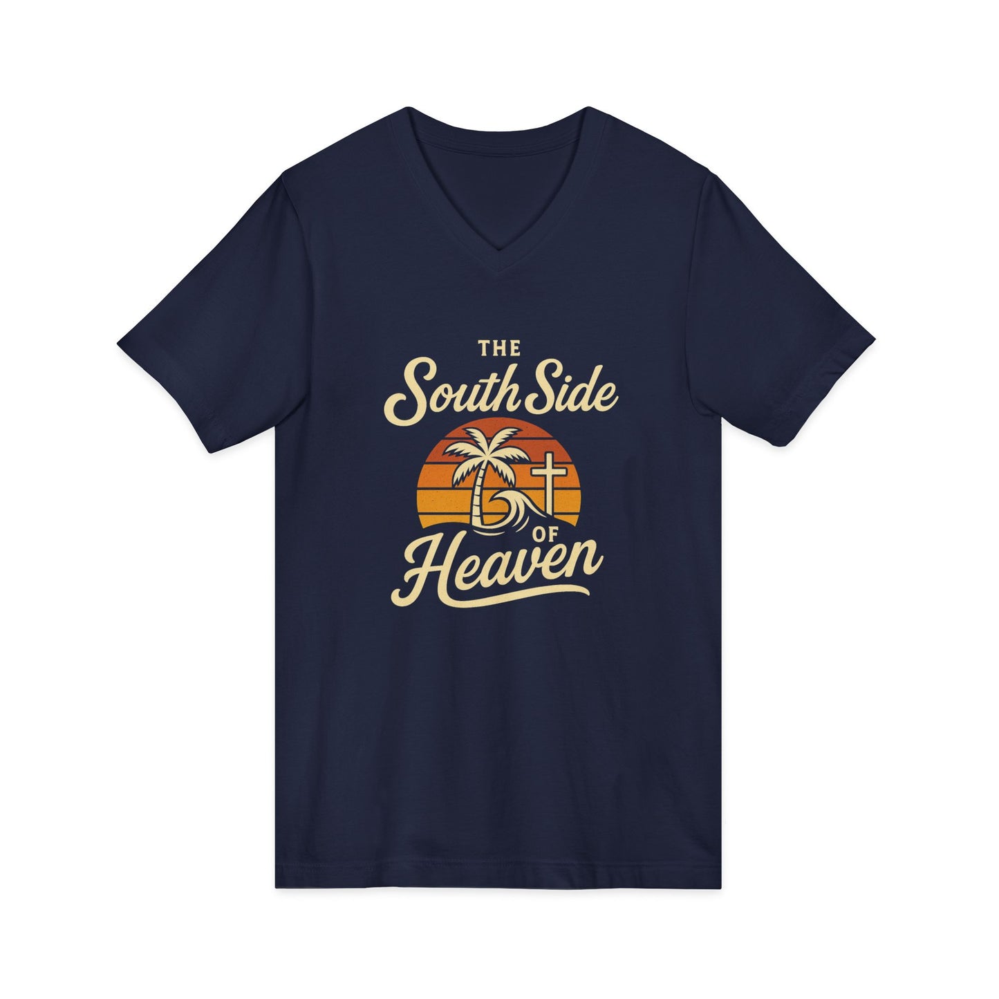 South Side of Heaven V-Neck Tee - Relaxed Unisex Cotton Tee for Beach Days, Summer Celebrations, Gifts for Faith Lovers, Casual Wear, [...]
