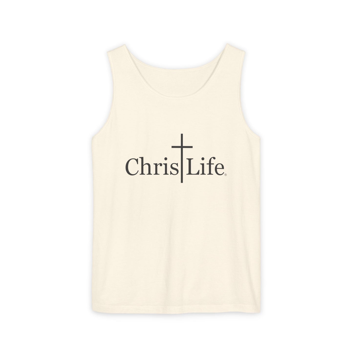 Unisex Garment- Cute Dyed Tank Top with Gray ChristLife logo