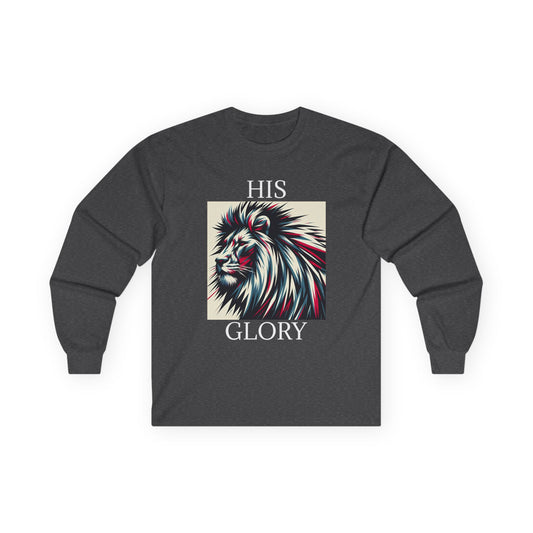 Unisex Ultra Cotton Long Sleeve Tee - HIS GLORY, Majestic Lyon