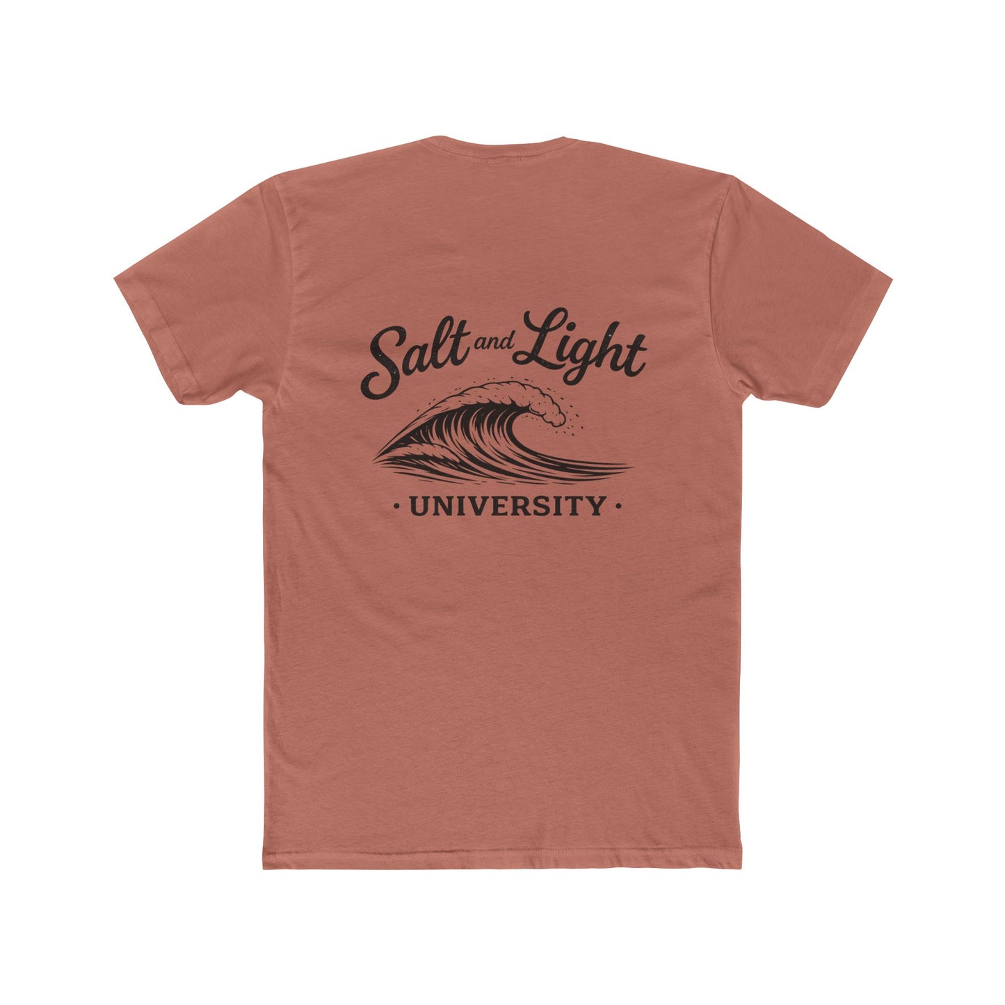 Salt and Light University T-Shirt — Vintage Coastal Wave Graphic on the back of shirt