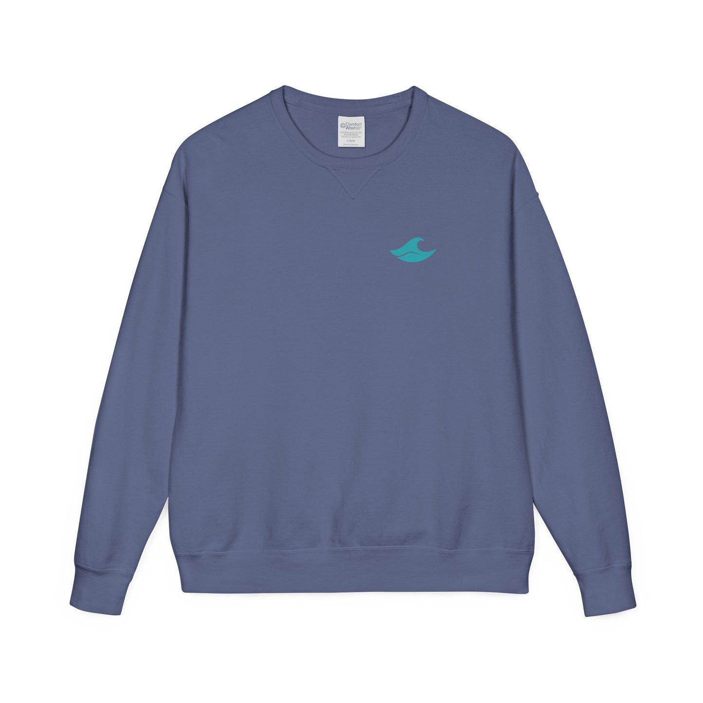 Be Still and Wave On the Back, Wave Icon on Front  - Sweatshirt - Unisex ComfortWash® Garment Dyed Crewneck Sweatshirt, Comfy.