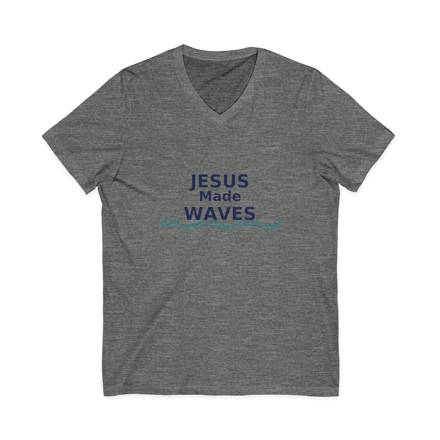 Jesus Made Waves V-Neck Tee - Faith T-Shirt for Men and Women, Summer Outfit, Christian Gift, Church Attire, Beach Day Wear, Surfer