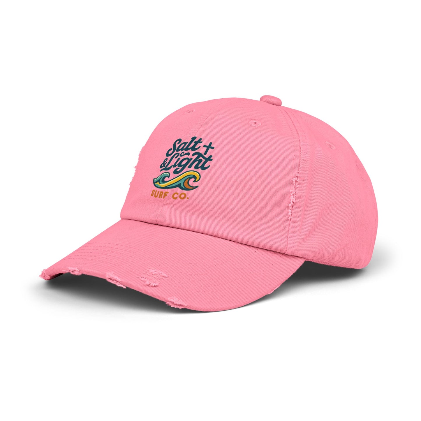 Salt & Light Surf Co. Distressed Baseball Cap — Vintage Surf Wave Embroidered Hat