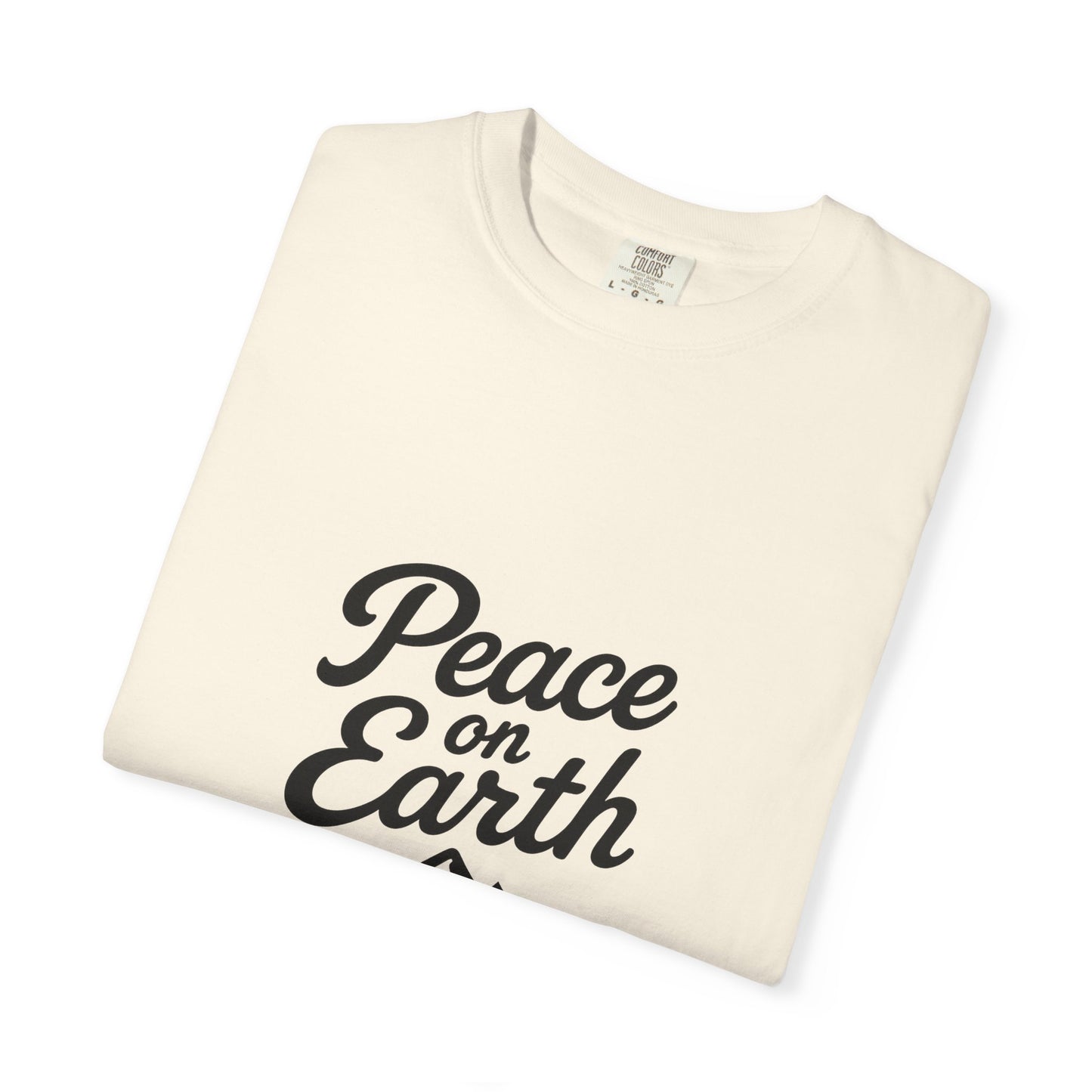 Peace on Earth Unisex T-shirt - Black Copy, Inspirational Graphic Tee for Nature Lovers, Christians, Faith