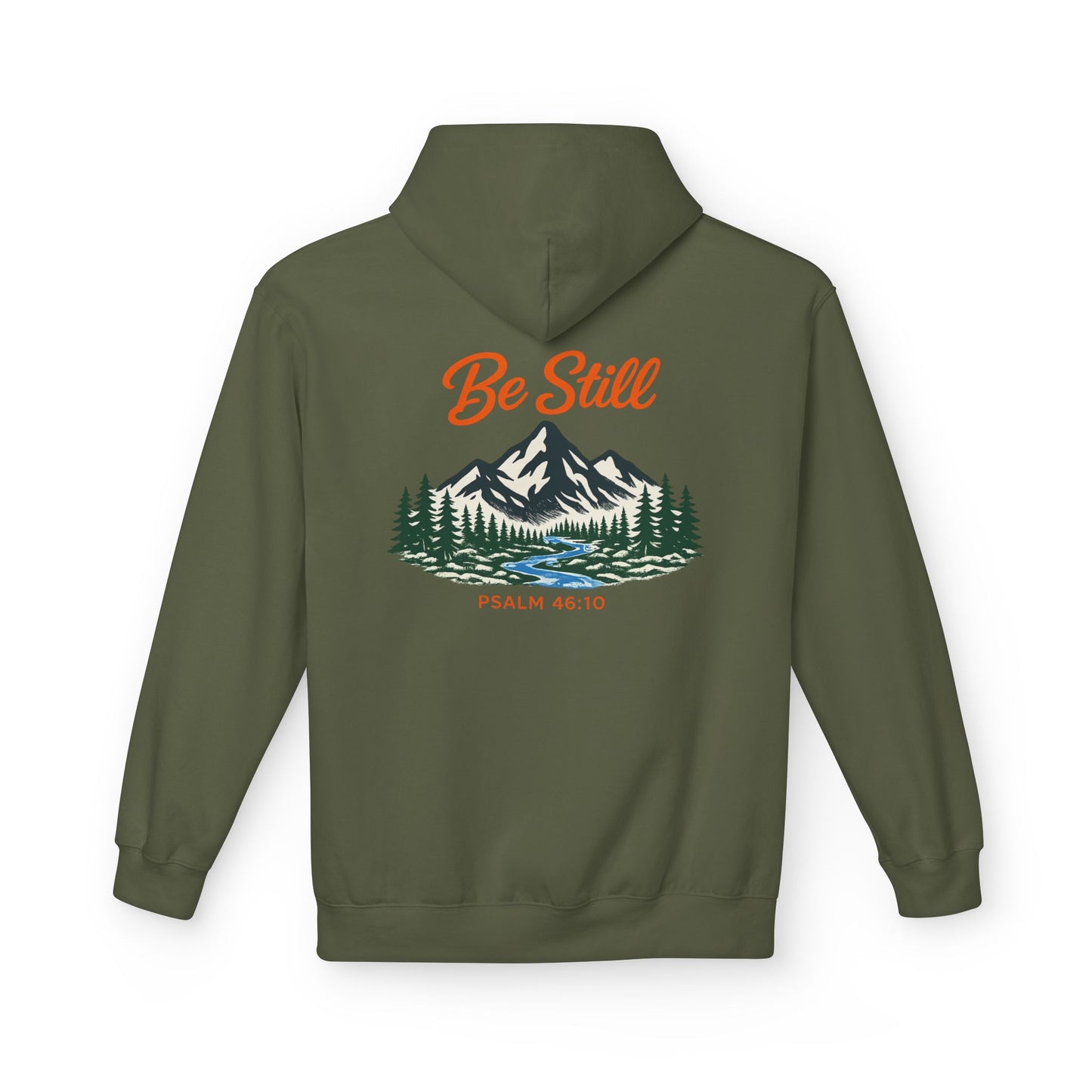 "Be Still" Mountian With Stream  Hoodie - Unisex Midweight Softstyle Fleece