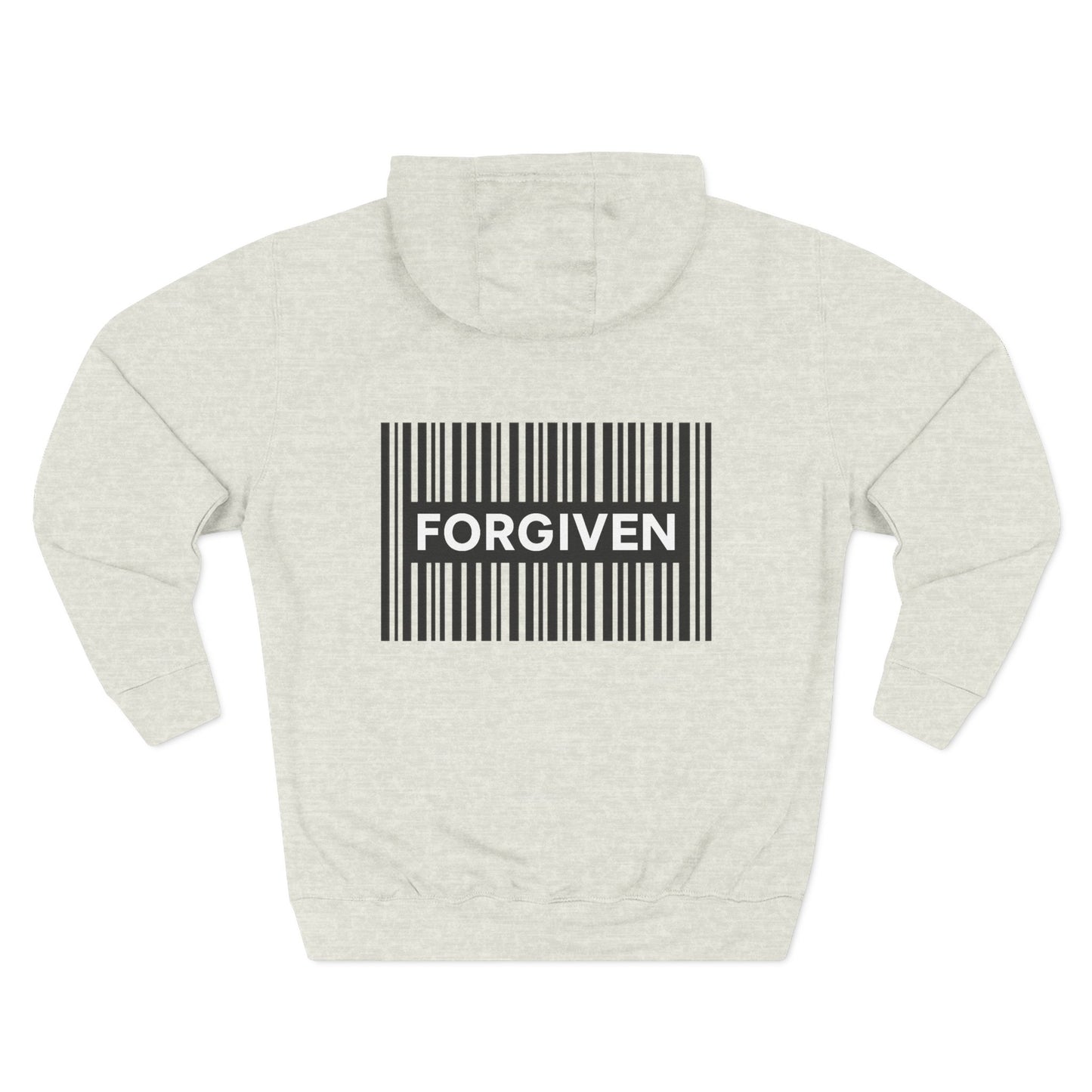 Forgiven Barcode Hoodie — Christian Faith Graphic Pullover