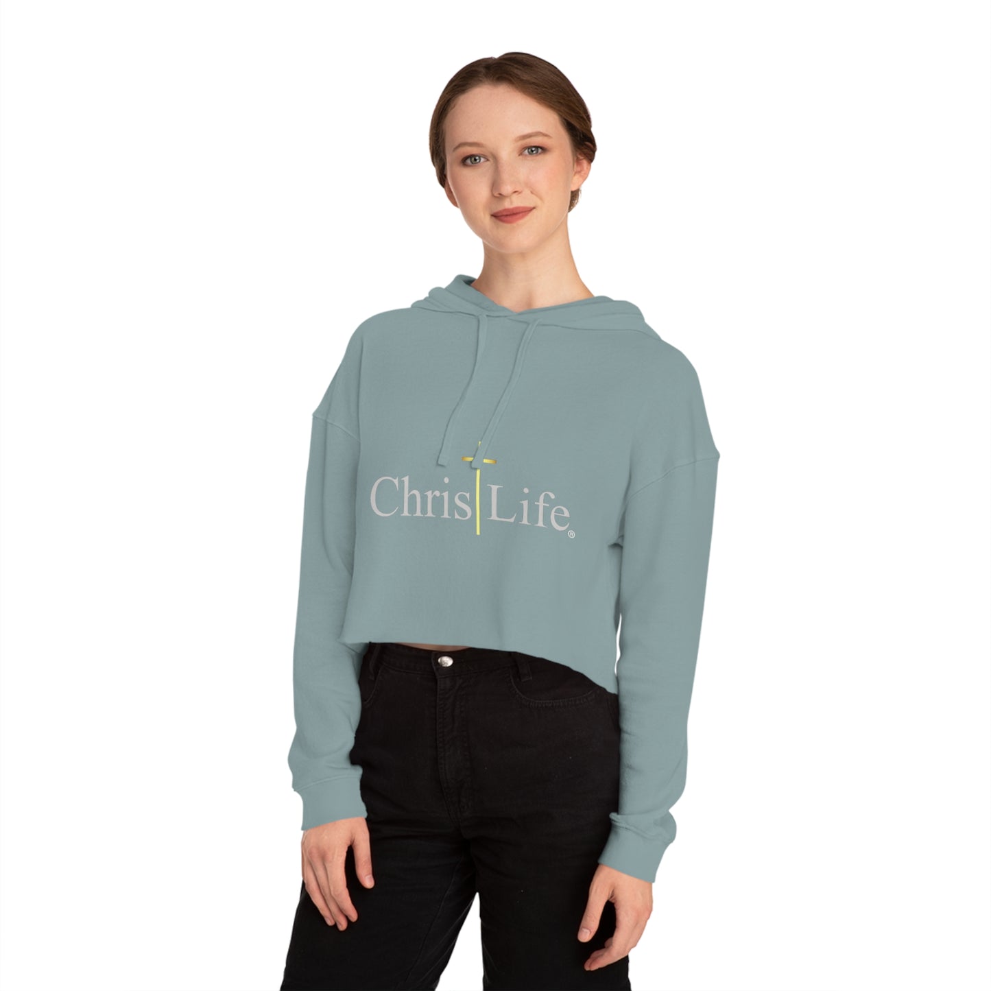 Women’s Chic and Silky Soft Cropped Hooded Sweatshirt with christlife copy
