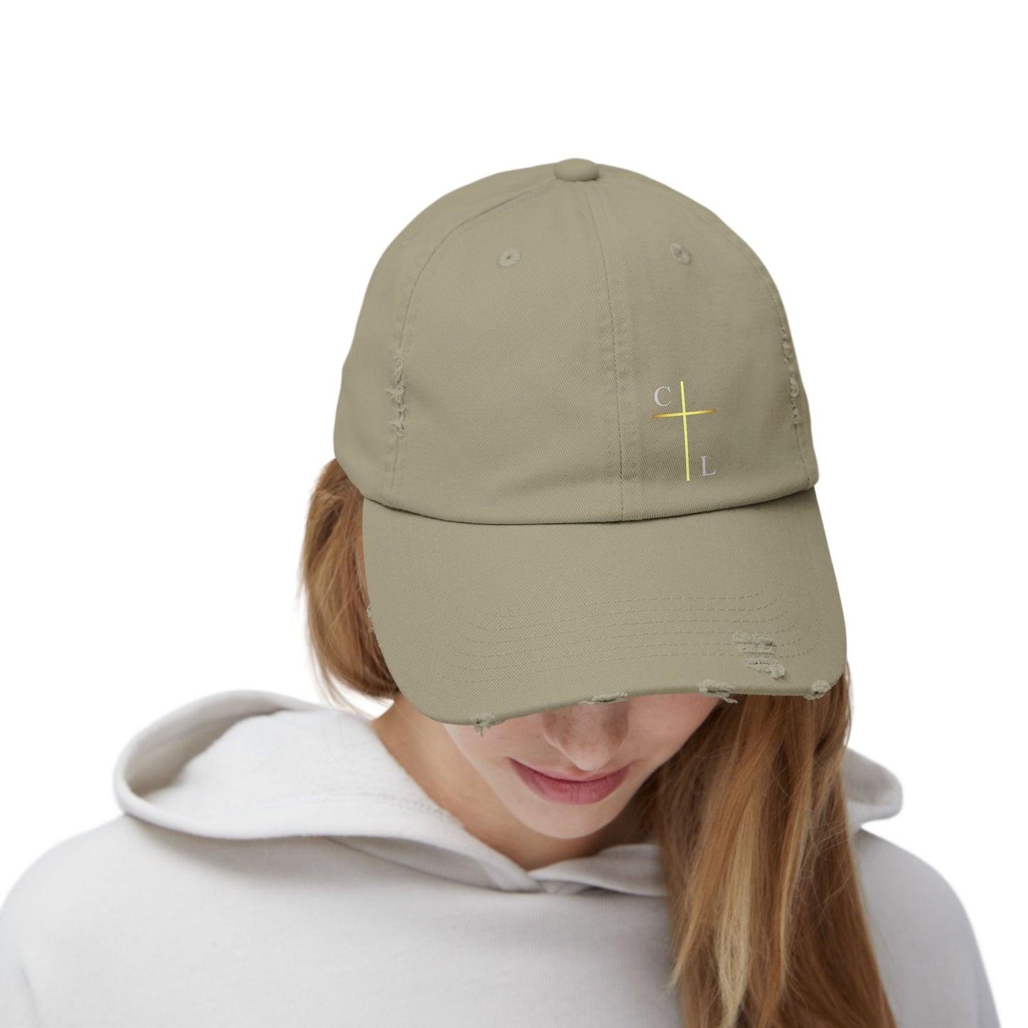 Unisex Distressed Cap with C/L Logo