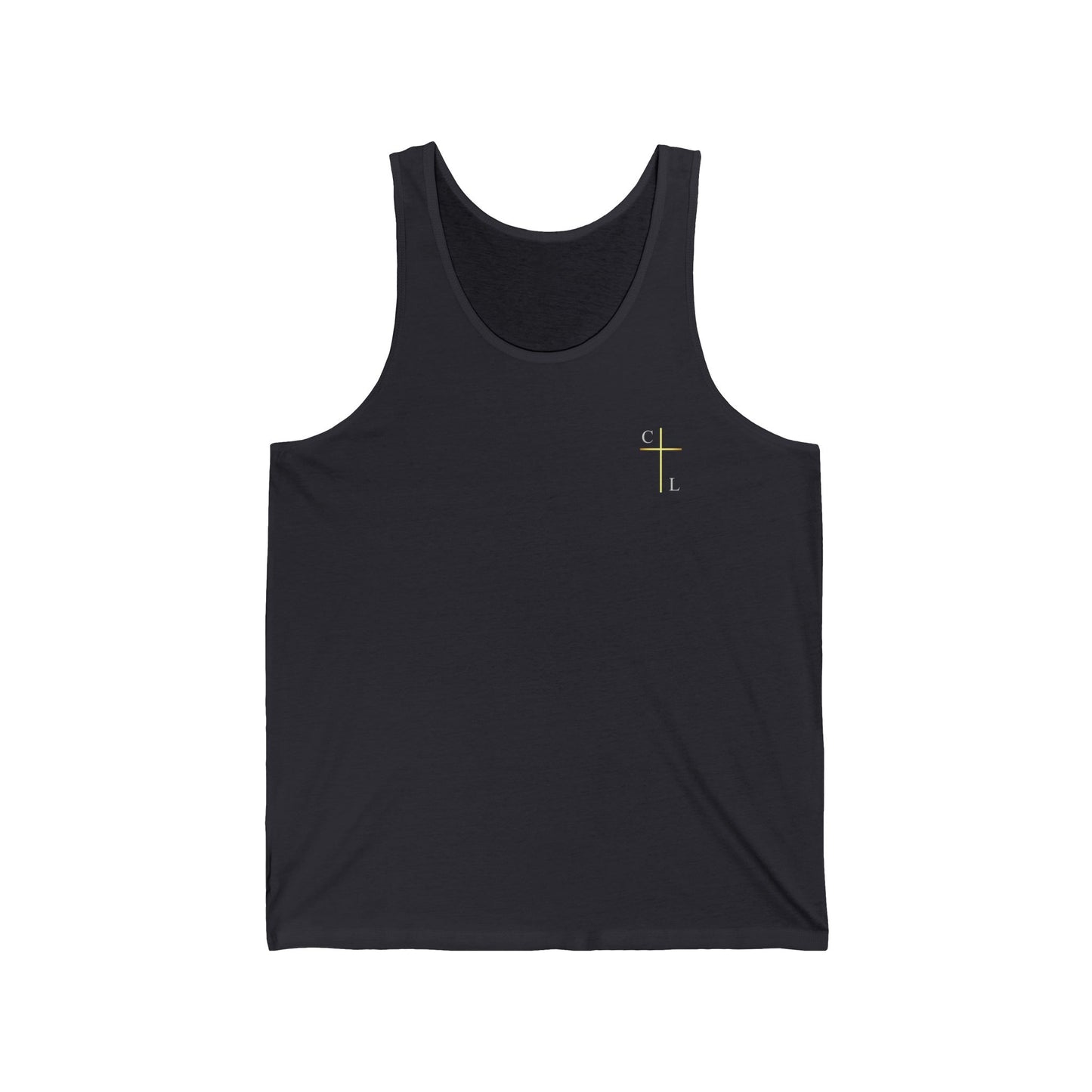 Unisex Jersey Tank, C/L on front and ChristLife on back.