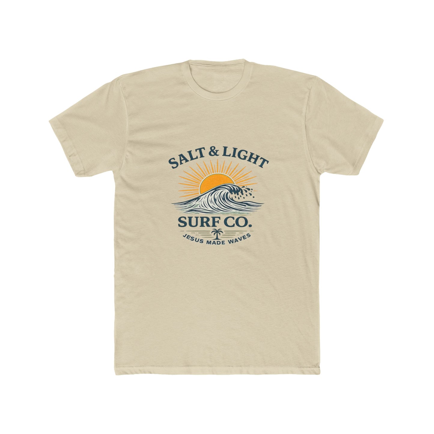 Salt & Light Surf Co. Jesus Made Waves Tee — Vintage Sunrise Wave Graphic T-Shirt