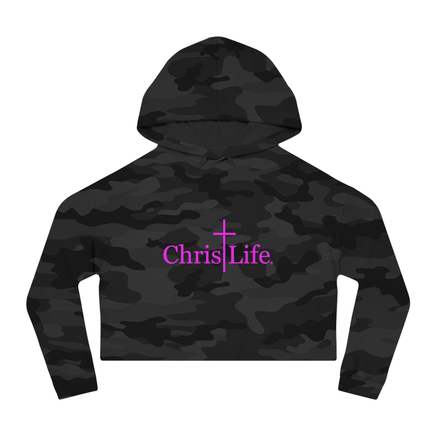 Women’s Cropped Camo Hooded Sweatshirt, Hot Pink copy - ChristLife