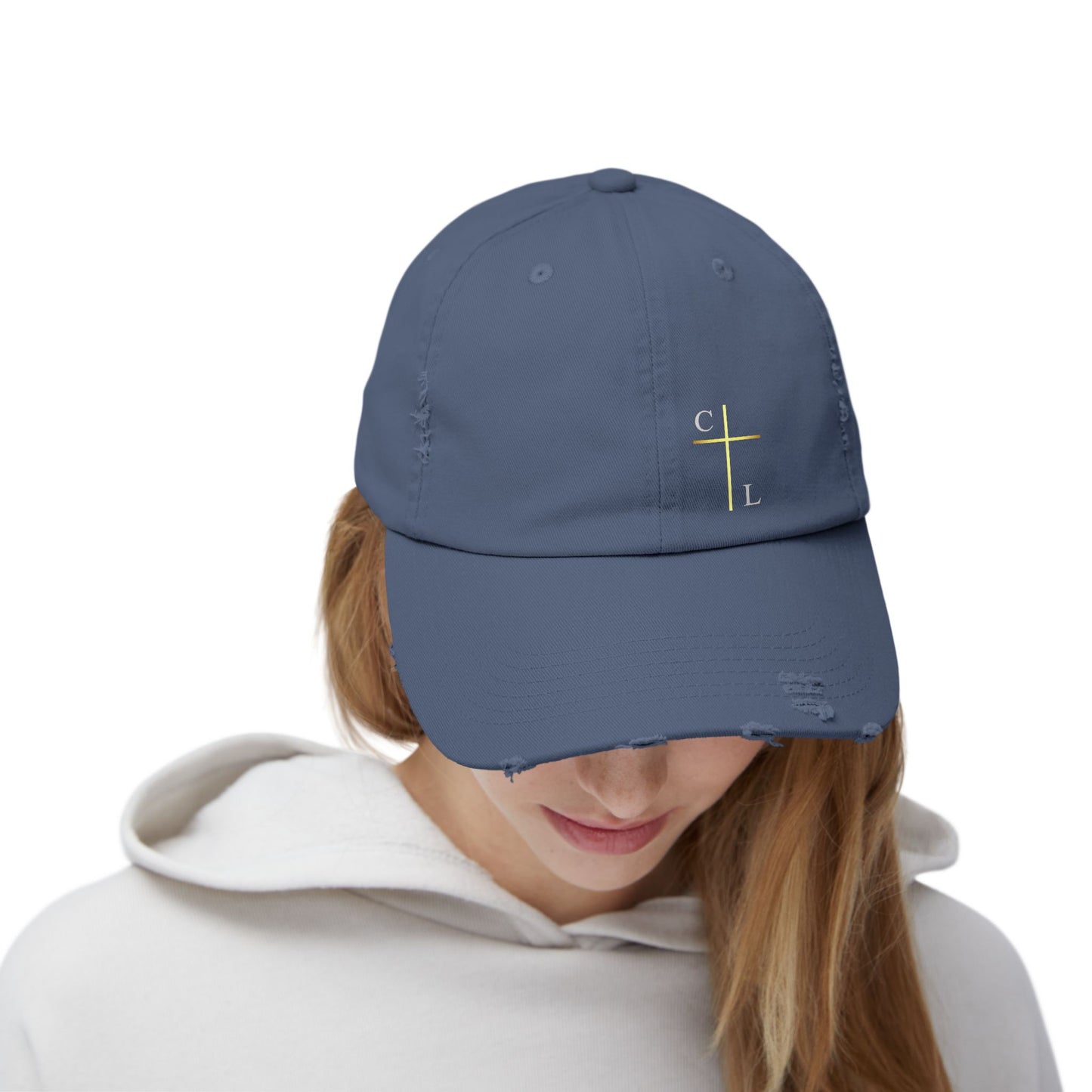 Unisex Distressed Cap with C/L Logo
