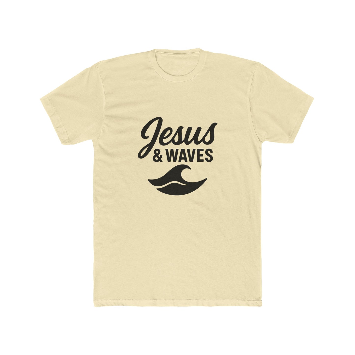 Jesus and Waves - Unisex Cotton Crew Tee, Beach/Surfer style, Christian casual.
