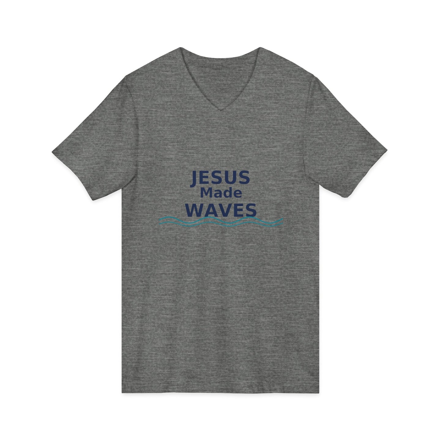 Jesus Made Waves V-Neck Tee - Faith T-Shirt for Men and Women, Summer Outfit, Christian Gift, Church Attire, Beach Day Wear, Surfer