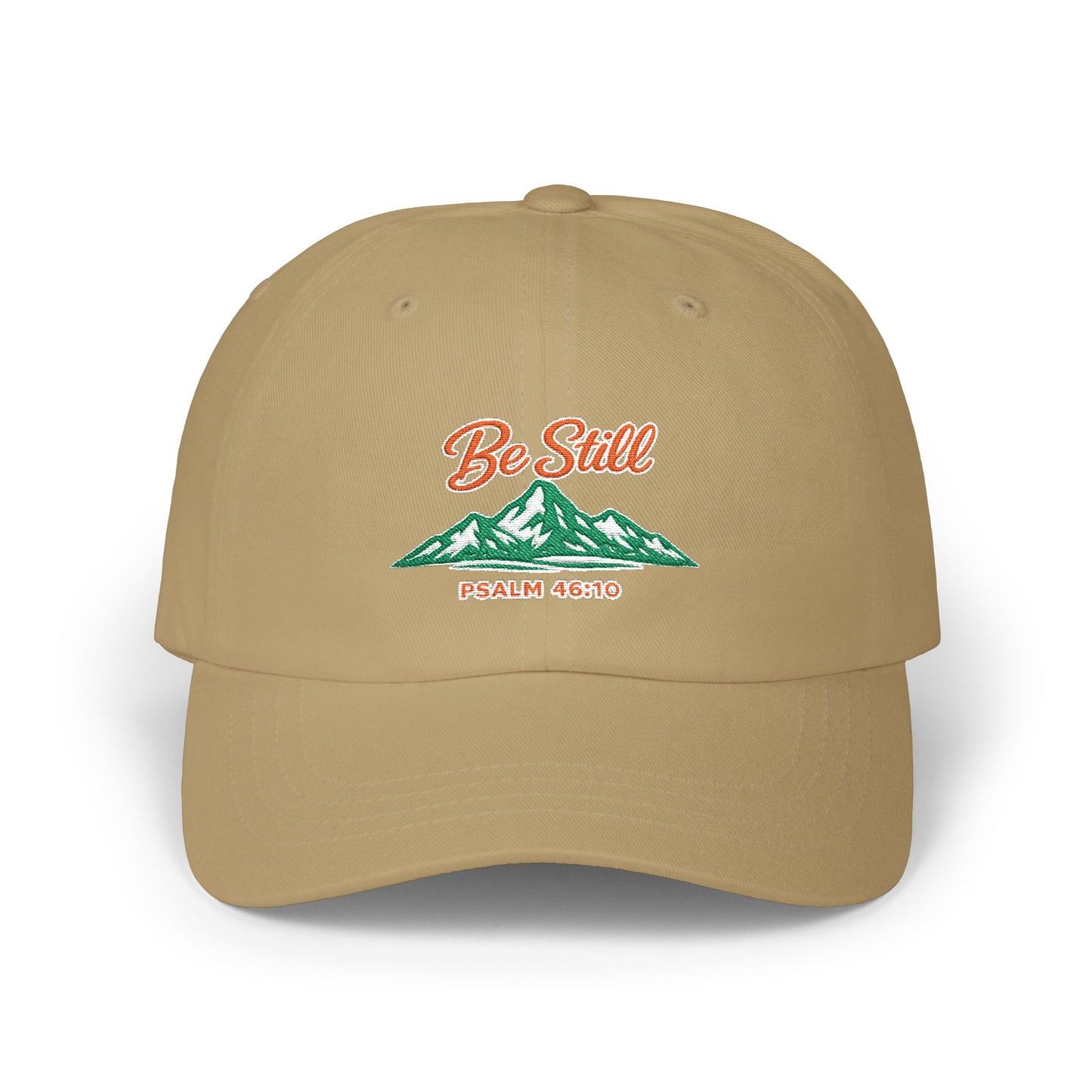 Dad Cap — "Be Still" Mountain Embroidered Relaxation Hat