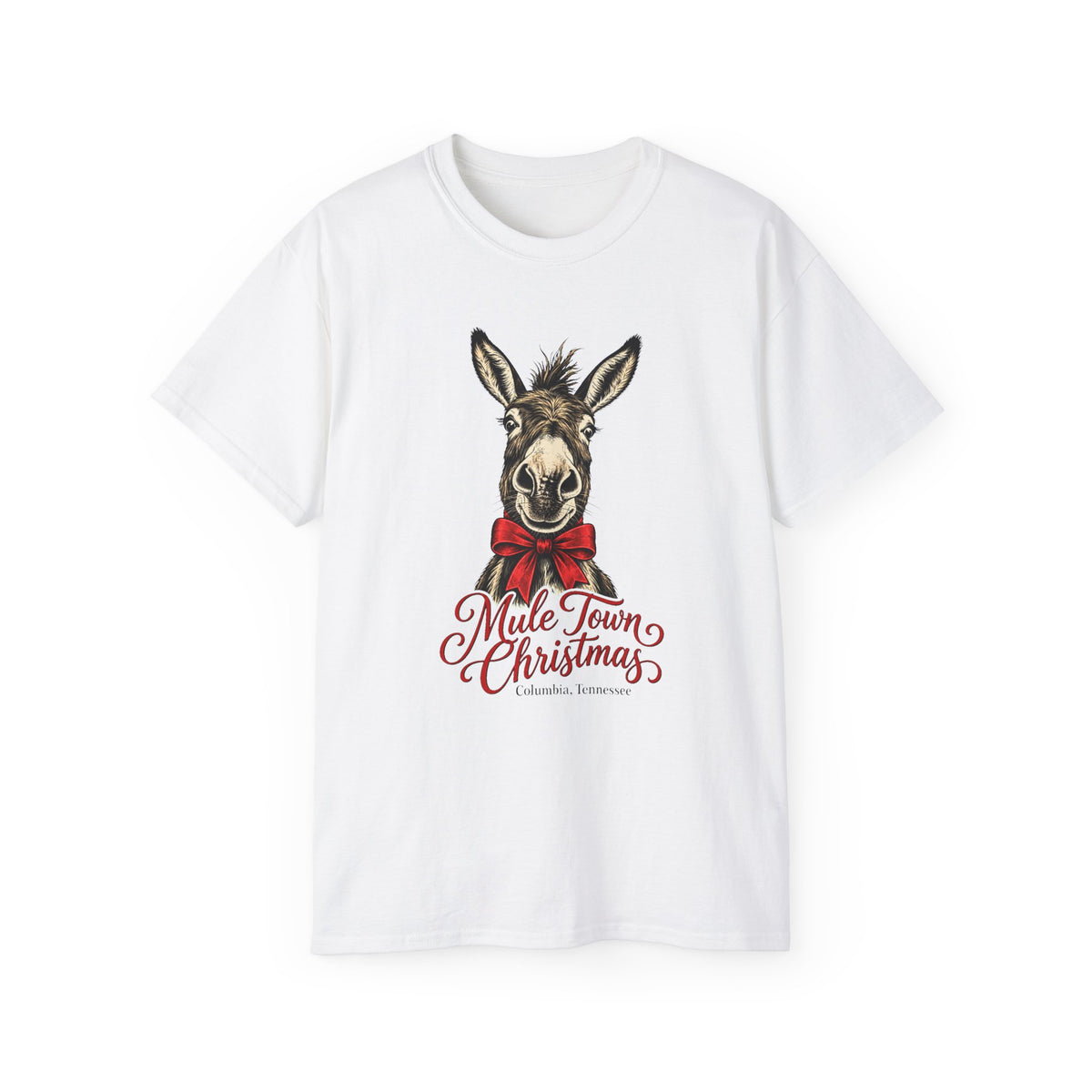 Christmas Mule T‑Shirt - "Mule Town Christmas" Holiday Donkey Tee