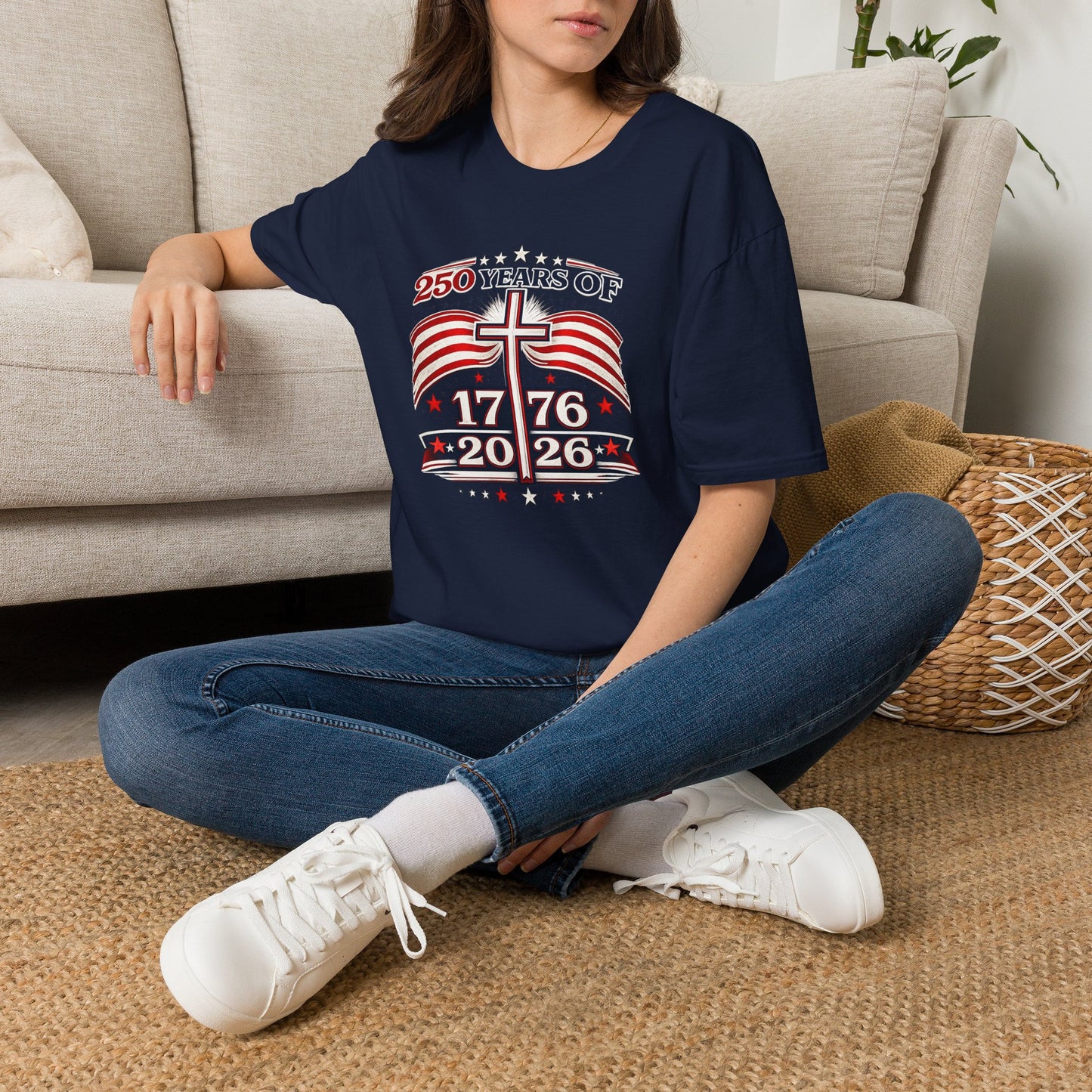 1776–2026 Patriotic Cross T-Shirt — "250 Years of" Independence Anniversary - Unisex