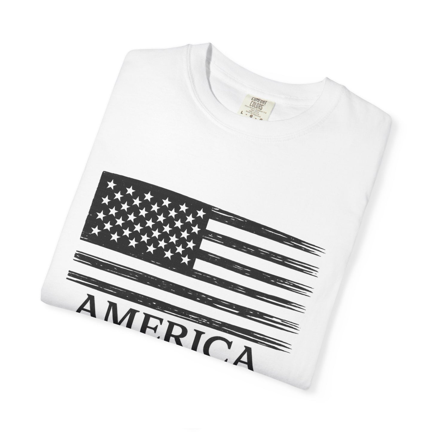 America 1776 -2026 Vintage Black Ink Flag - Unisex Garment-Dyed T-shirt