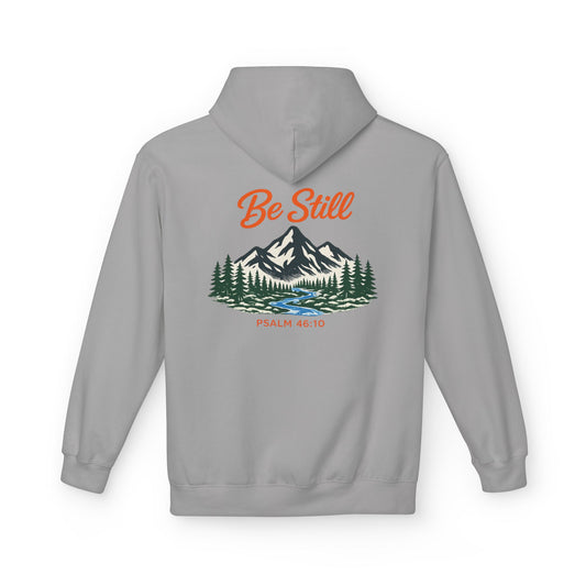 "Be Still" Mountian With Stream  Hoodie - Unisex Midweight Softstyle Fleece