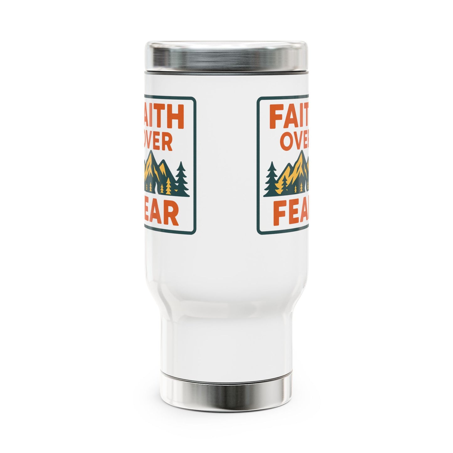 Faith Over Fear 14oz Stainless Steel Travel Mug with Handle