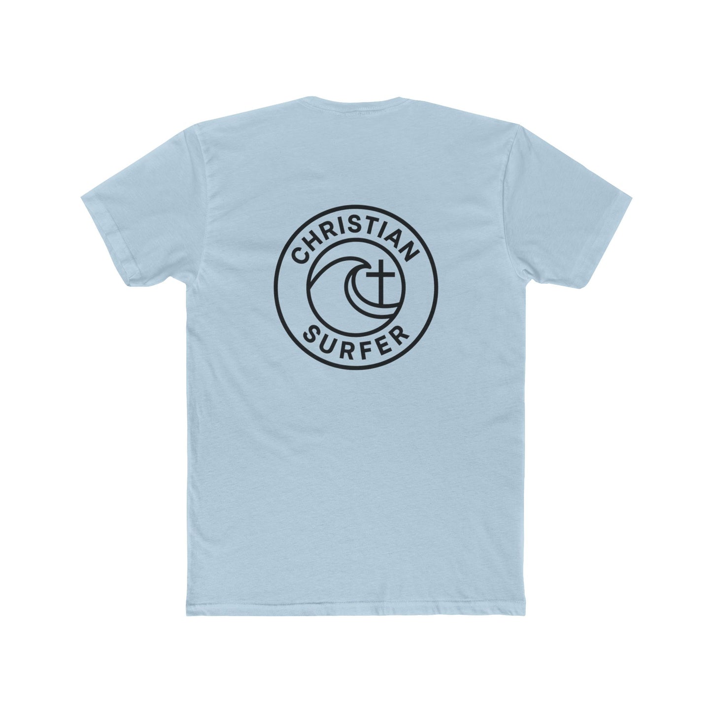Christian Surfer T-Shirt — Back of the shirt with Faith & Wave Logo