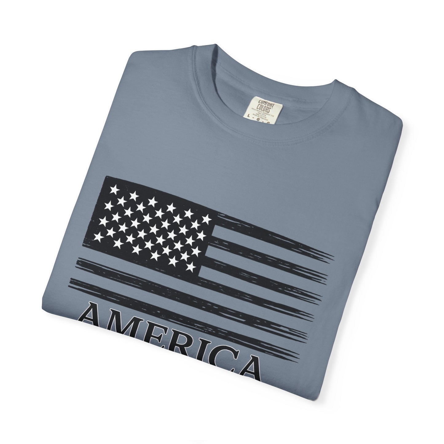 America 1776 -2026 Vintage Black Ink Flag - Unisex Garment-Dyed T-shirt