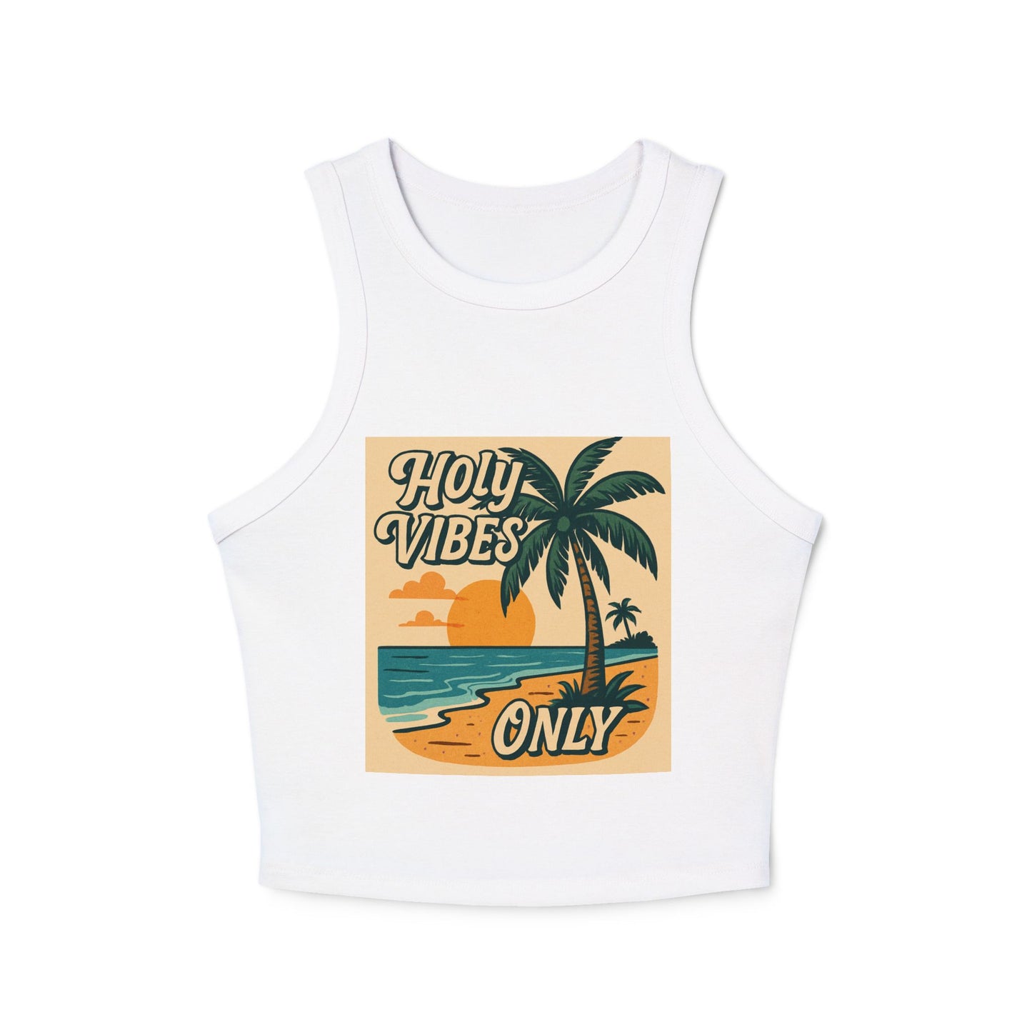 Women's Micro Rib Racer Tank Top - Holy Vibes Only/Beach scene