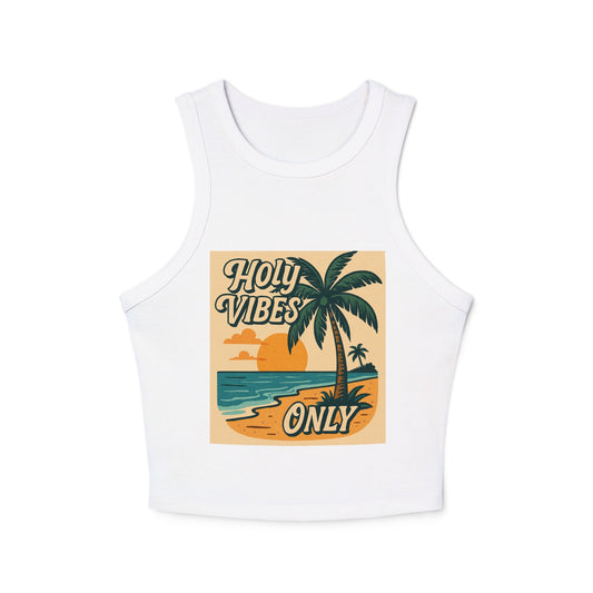 Women's Micro Rib Racer Tank Top - Holy Vibes Only/Beach scene