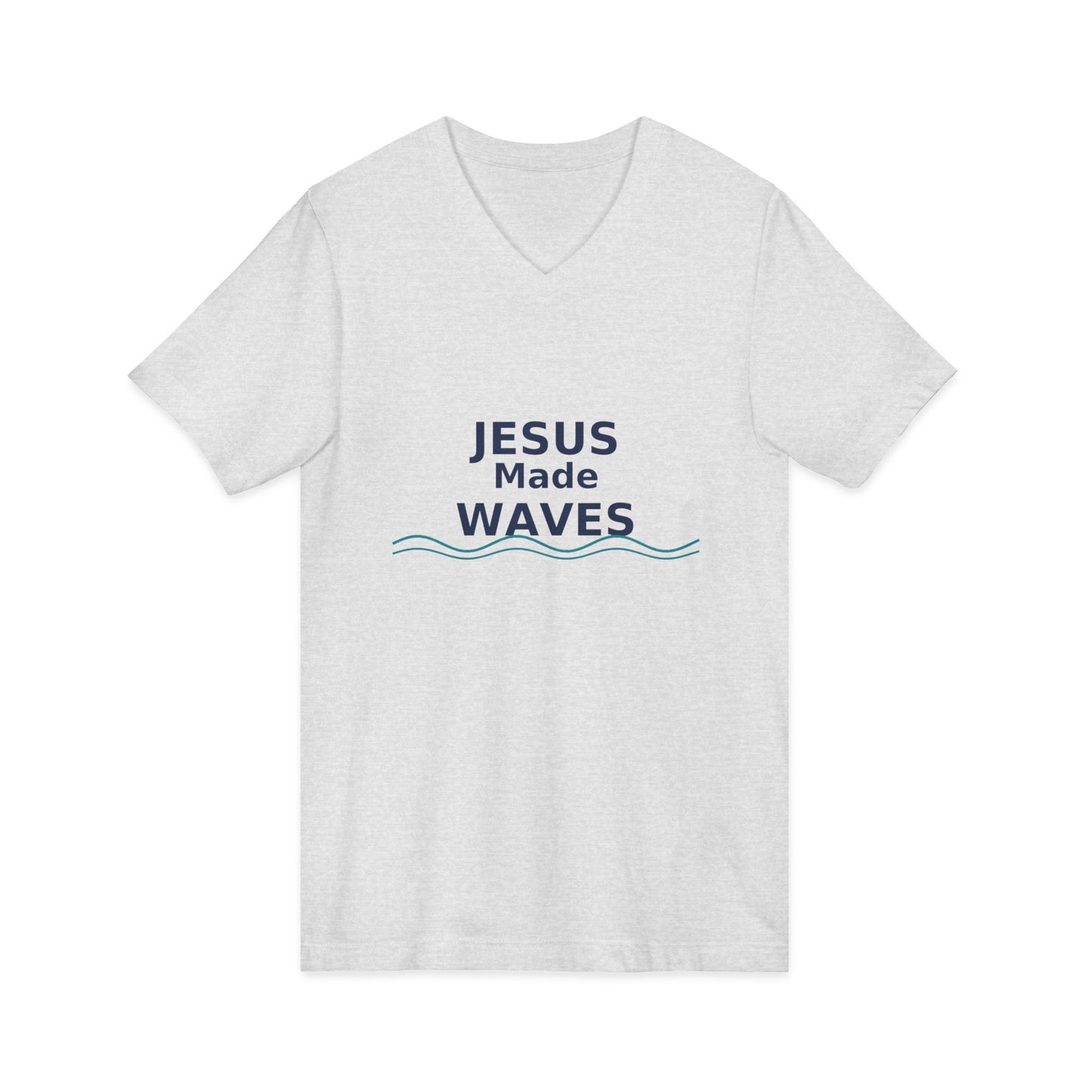 Jesus Made Waves V-Neck Tee - Faith T-Shirt for Men and Women, Summer Outfit, Christian Gift, Church Attire, Beach Day Wear, Surfer